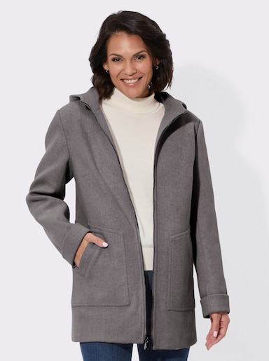 Kapuzenjacke mit Innentasche - anthrazit-meliert