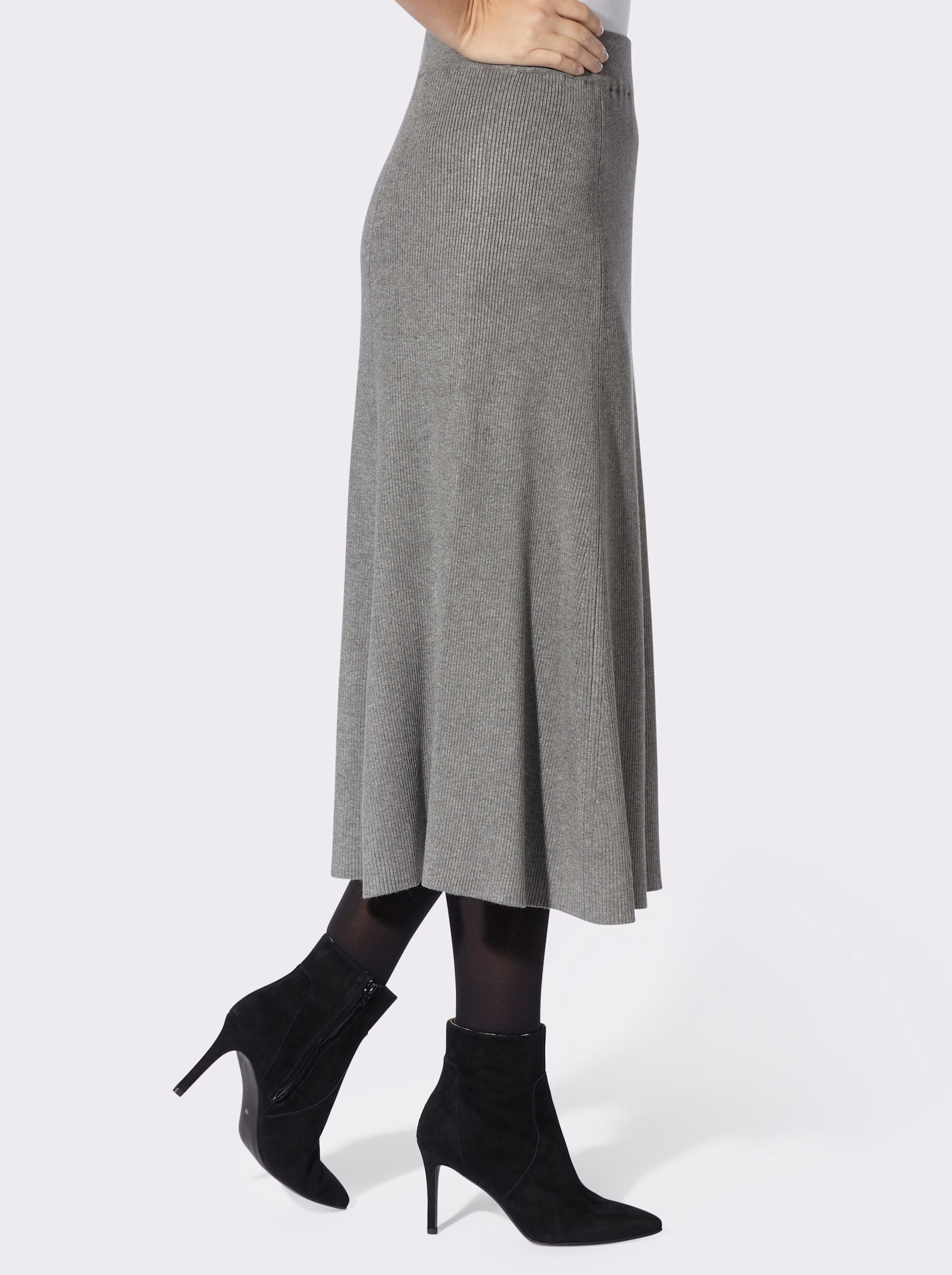 heine A-Linien-Rock mit Rundum-Dehnbund - grau-meliert