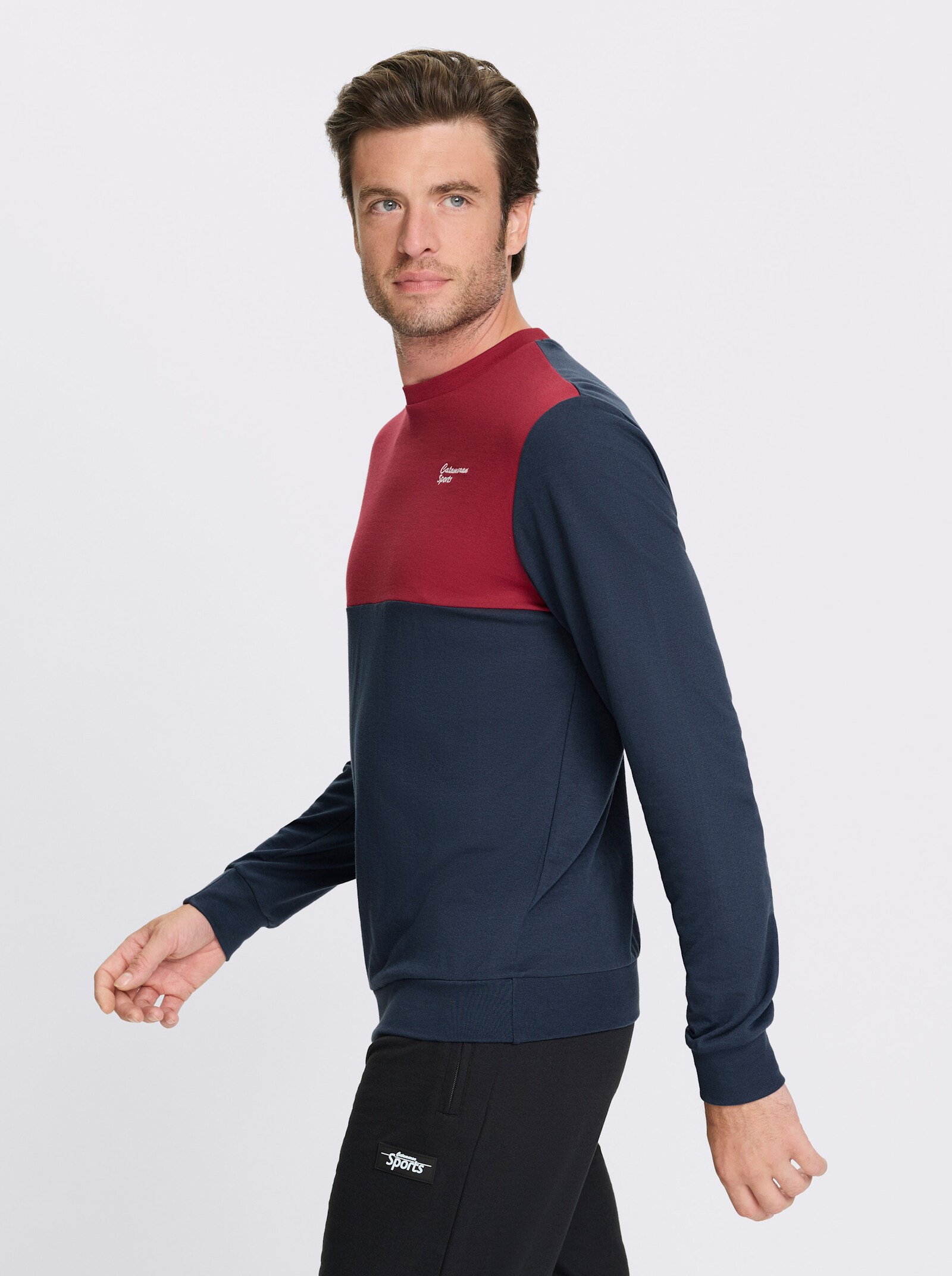 Catamaran Sports Sweatshirt met contrastinzet - donkerblauw