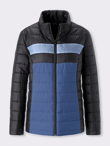 Steppjacke in längerer Form, winterwarm - schwarz-jeansblau