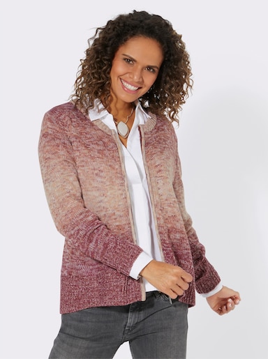 Strickjacke - bordeaux-rosenholz-meliert