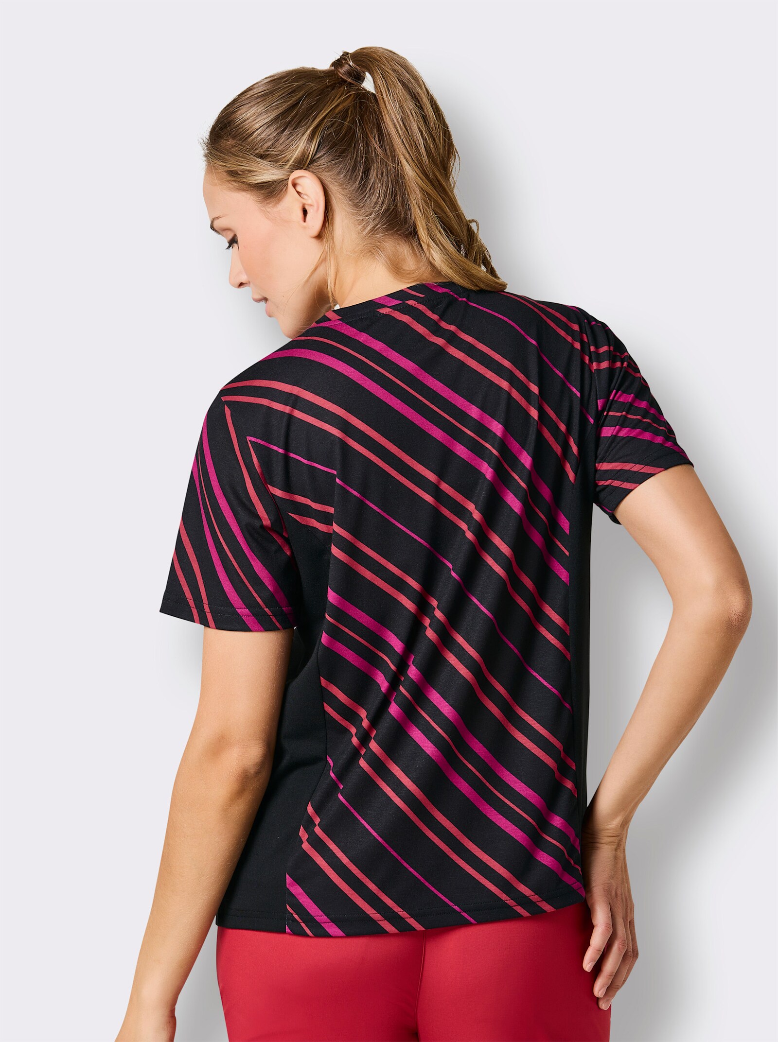 Catamaran Sports Functioneel shirt met contrastinzetten - magenta bedrukt