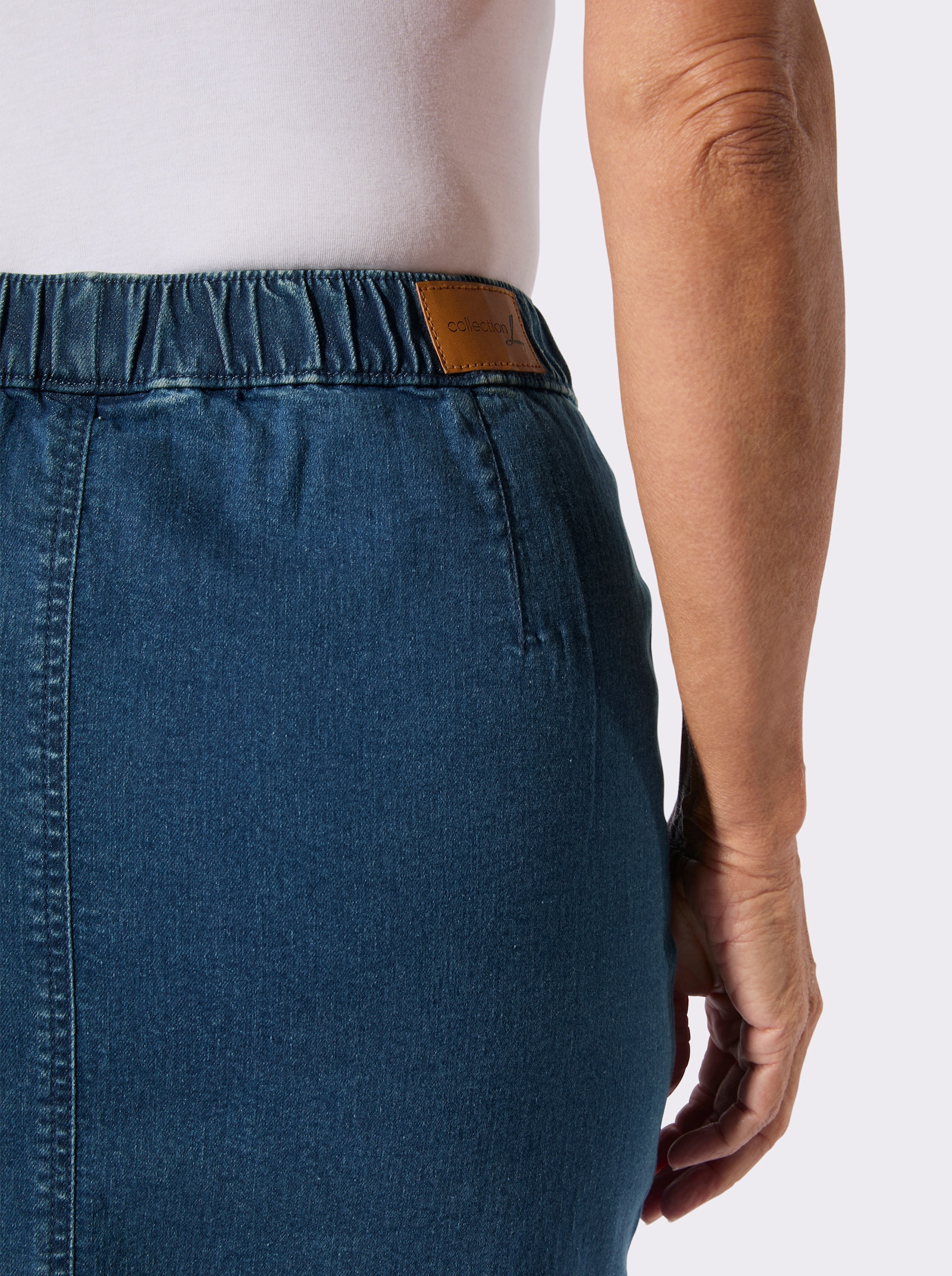 Jeansrock mit Biesenverzierung - blue-stone-washed