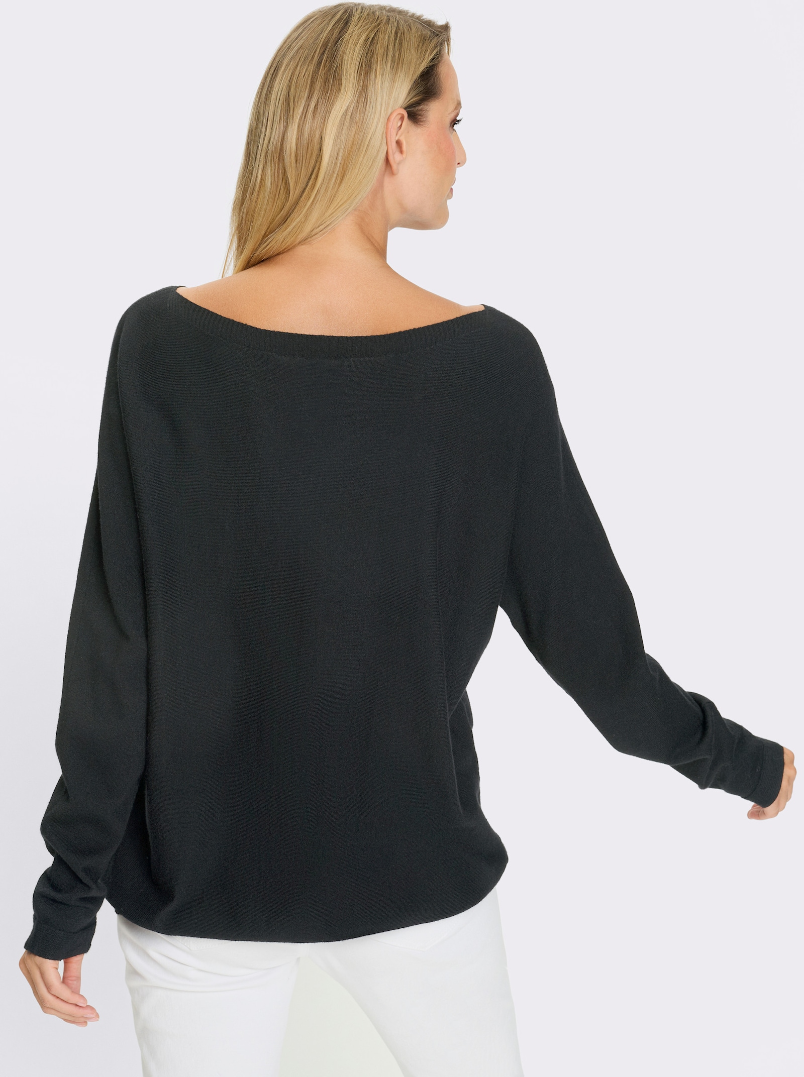 heine Strickpullover mit Fledermausärmeln - schwarz