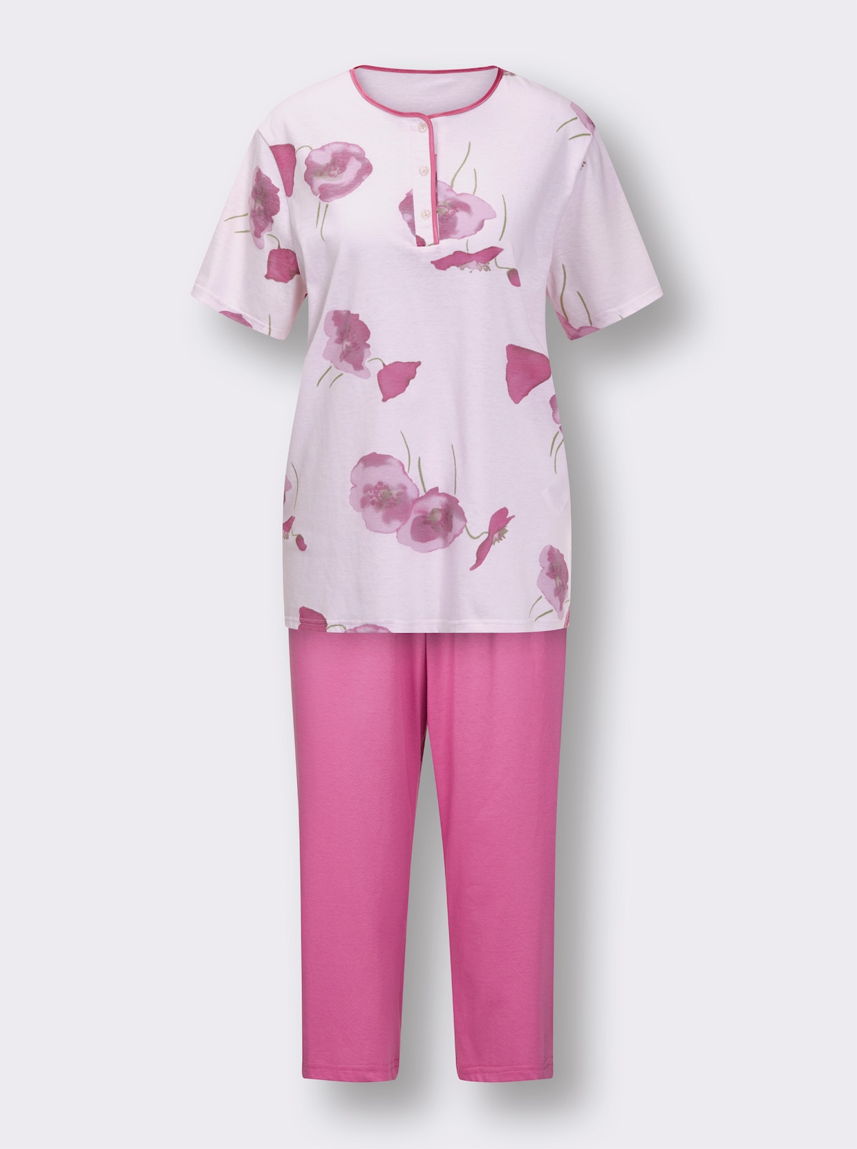 Capri pyžamo - Ružové s potlačou