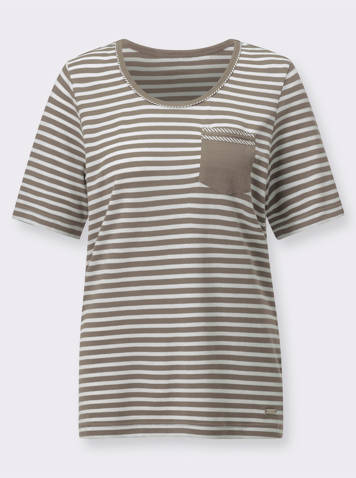 Streepjesshirt - taupe/wit gestreept