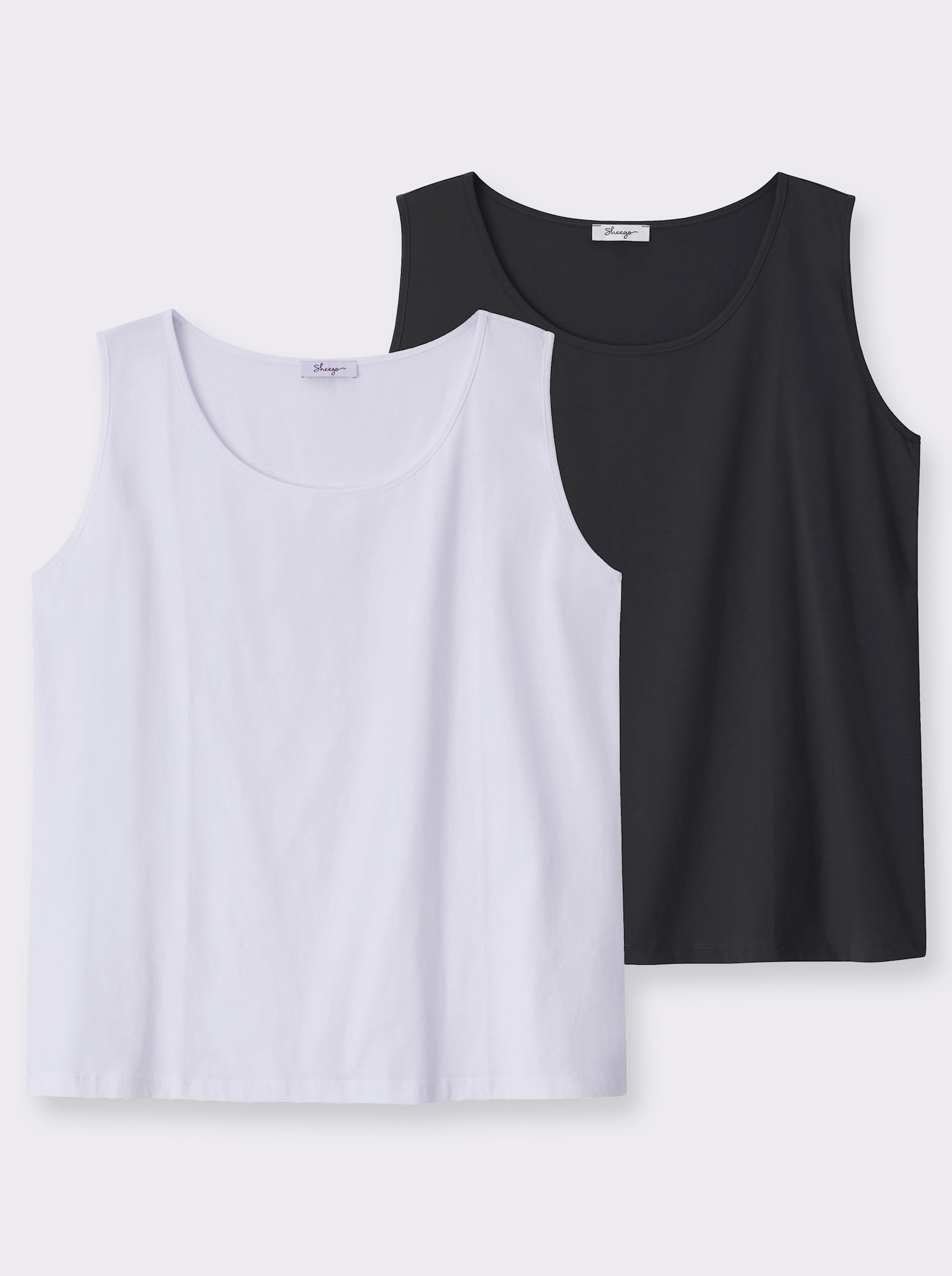 sheego Tanktop im Doppelpack - schwarz-weiß
