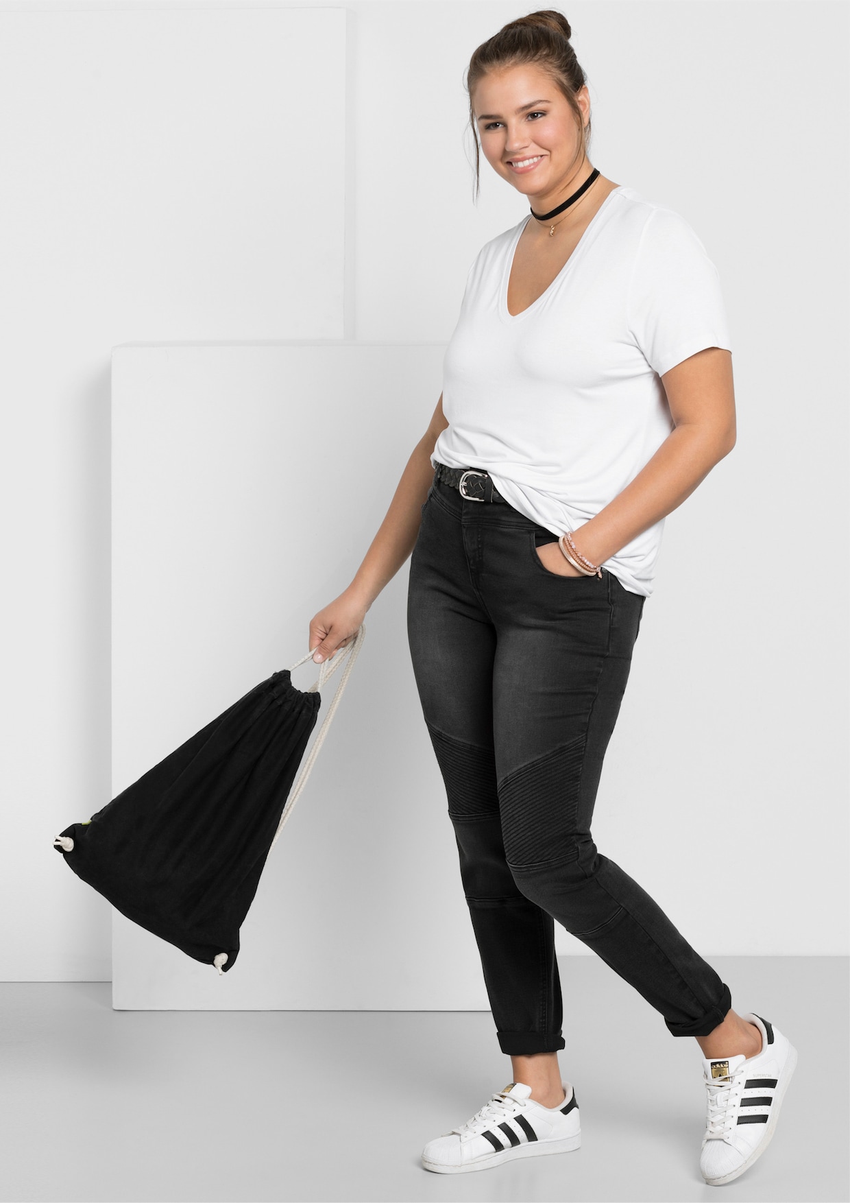 sheego Skinny Jeans - black denim
