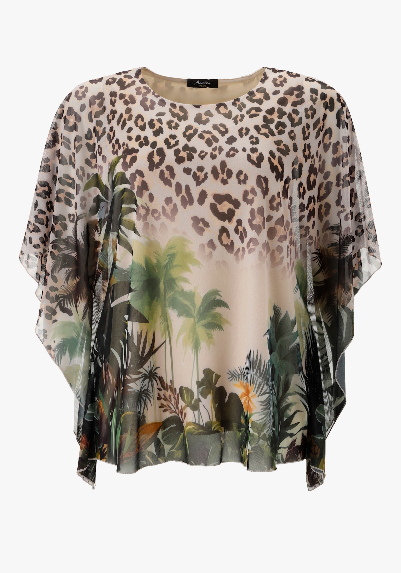 Aniston PLUS Blusenshirt - grün-braun-natur