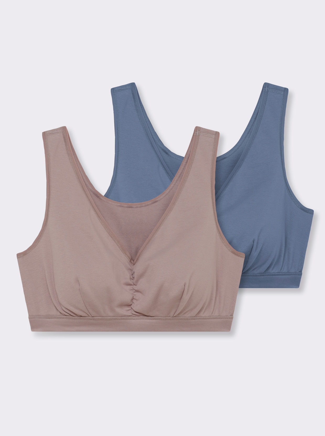 wäschepur Bustier mit doppeltem Softbund - jeansblau + mauve