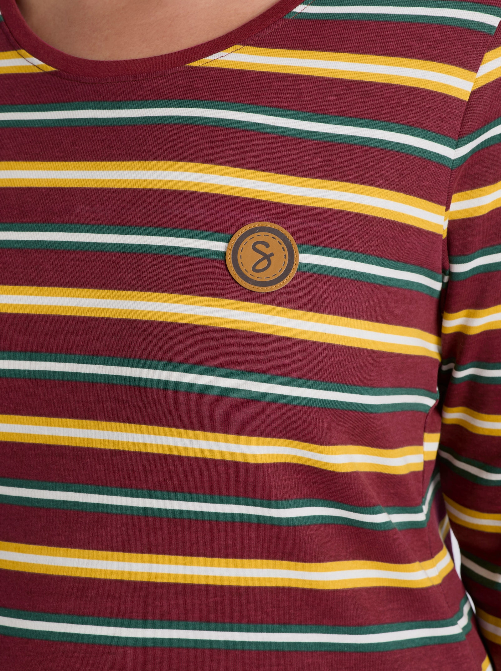 sheego Ringelshirt mit symmetrischen Streifen - bordeaux-moos-geringelt