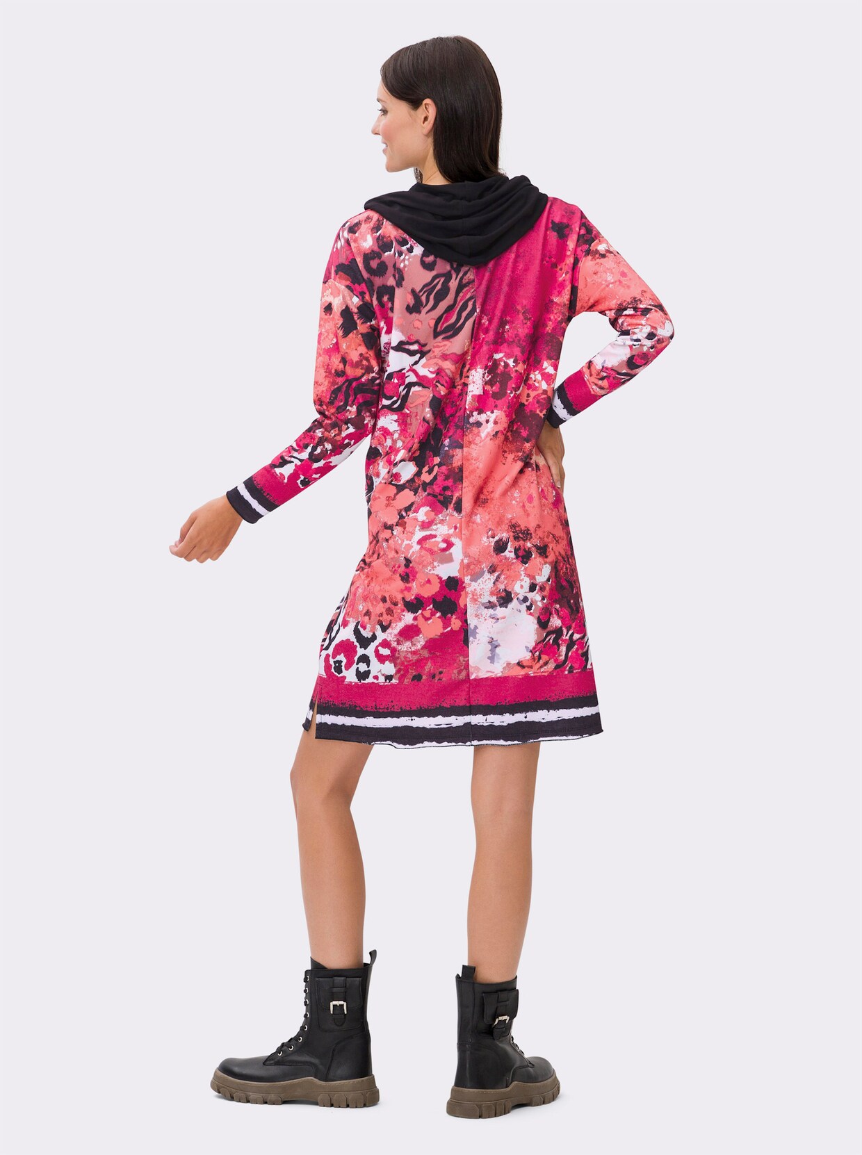 heine Jersey jurk - pink/zwart bedrukt