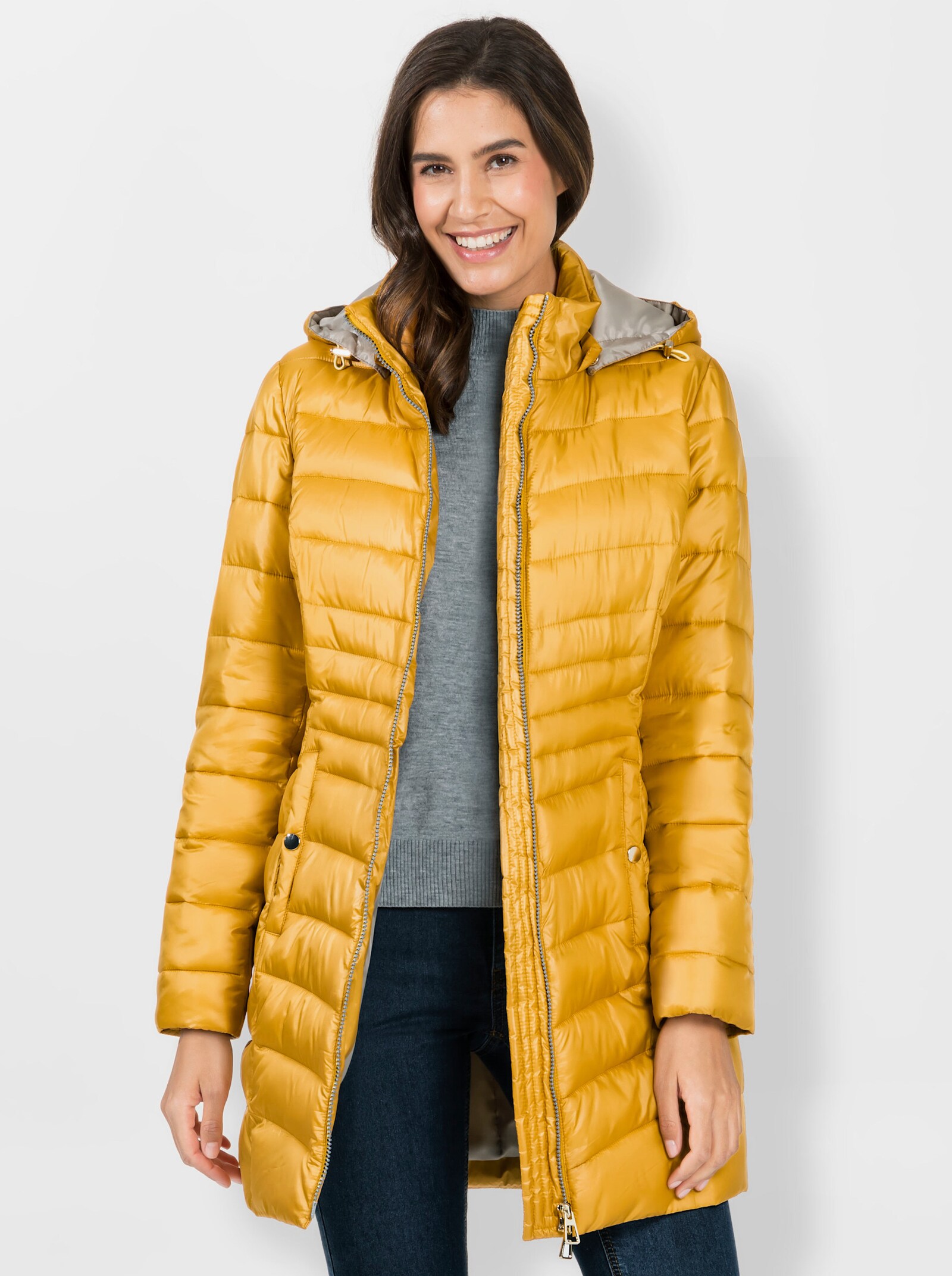 Steppjacke mit dezentem Glanz - ocker