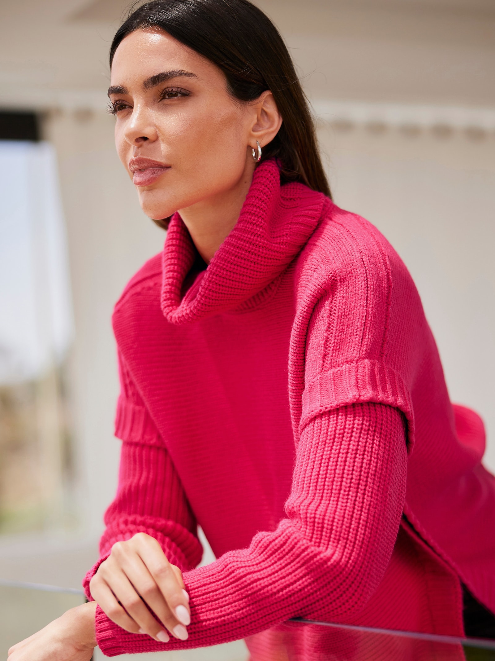 heine Rollkragenpullover in Poncho-Optik - pink