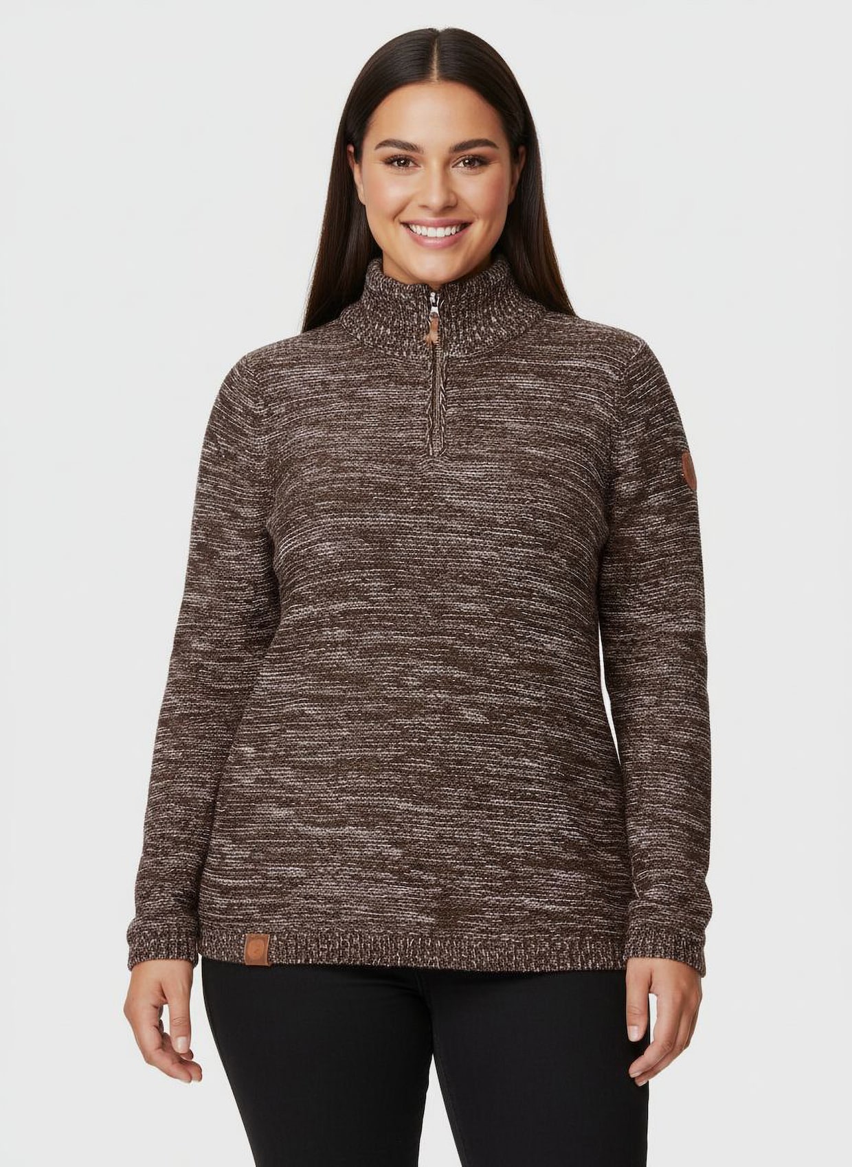 Troyer mit gerippten Abschlüssen - schoko-meliert