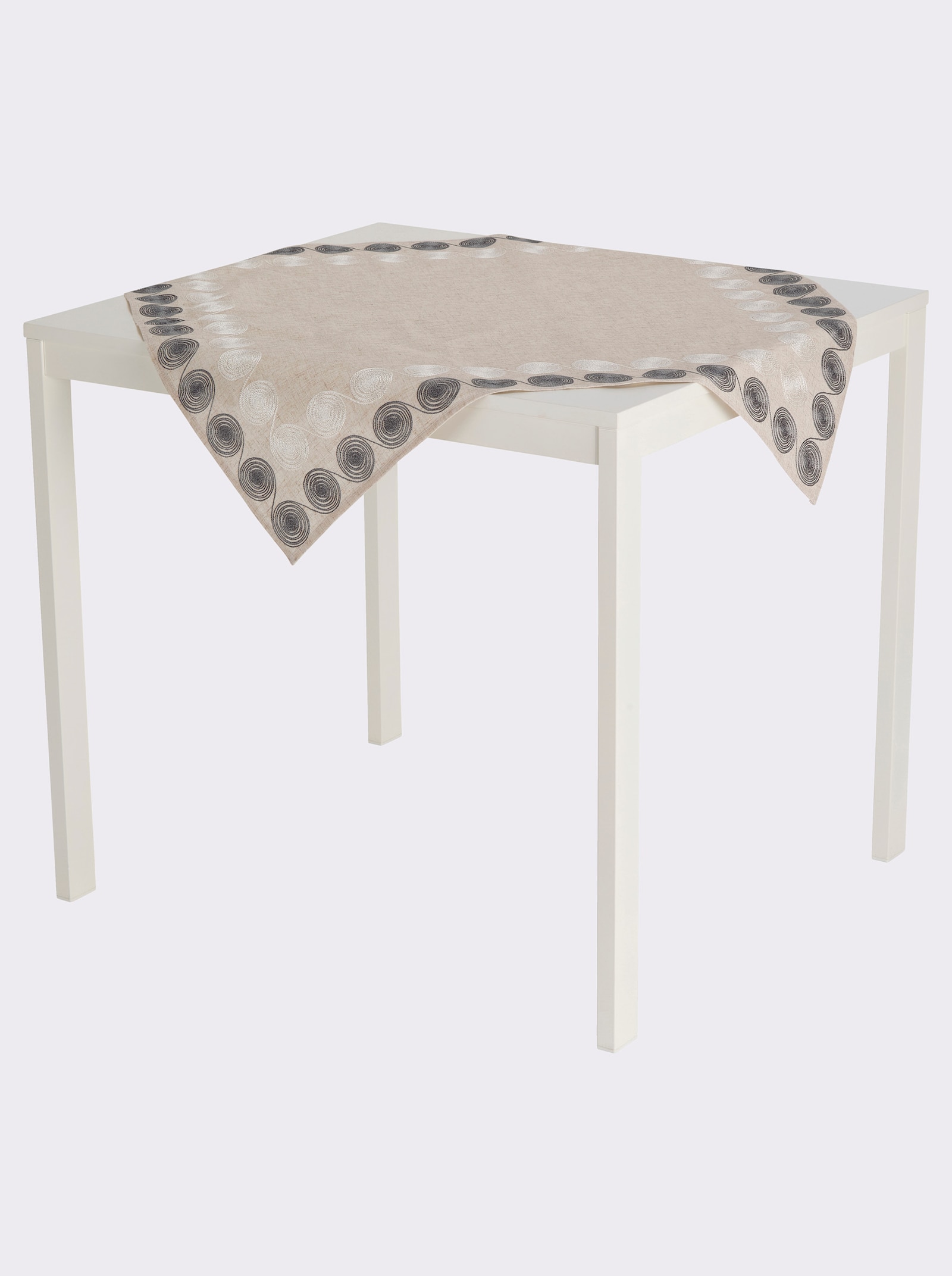 Tafelkleed met glanzende borduursels - beige