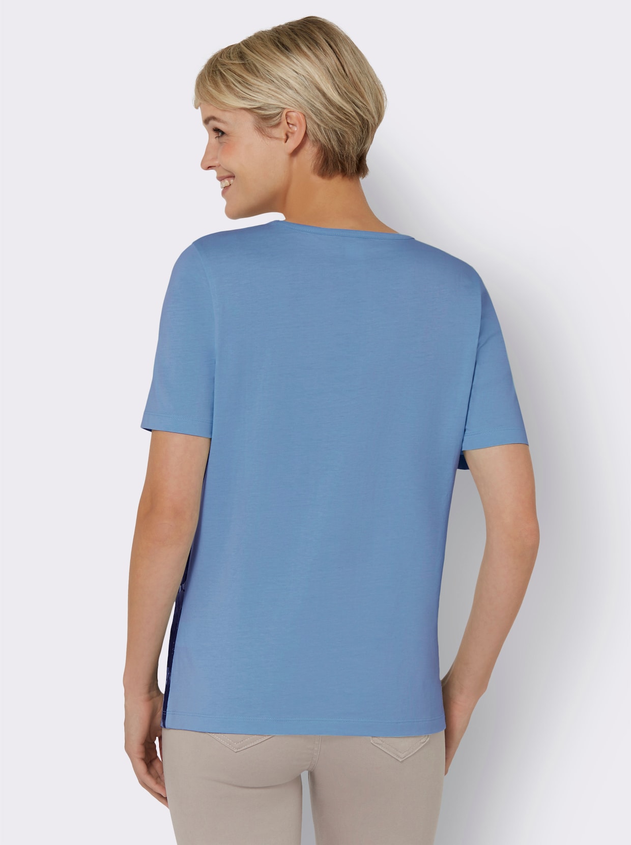 Tričko s krátkým rukávem - nebesky modrá-potisk