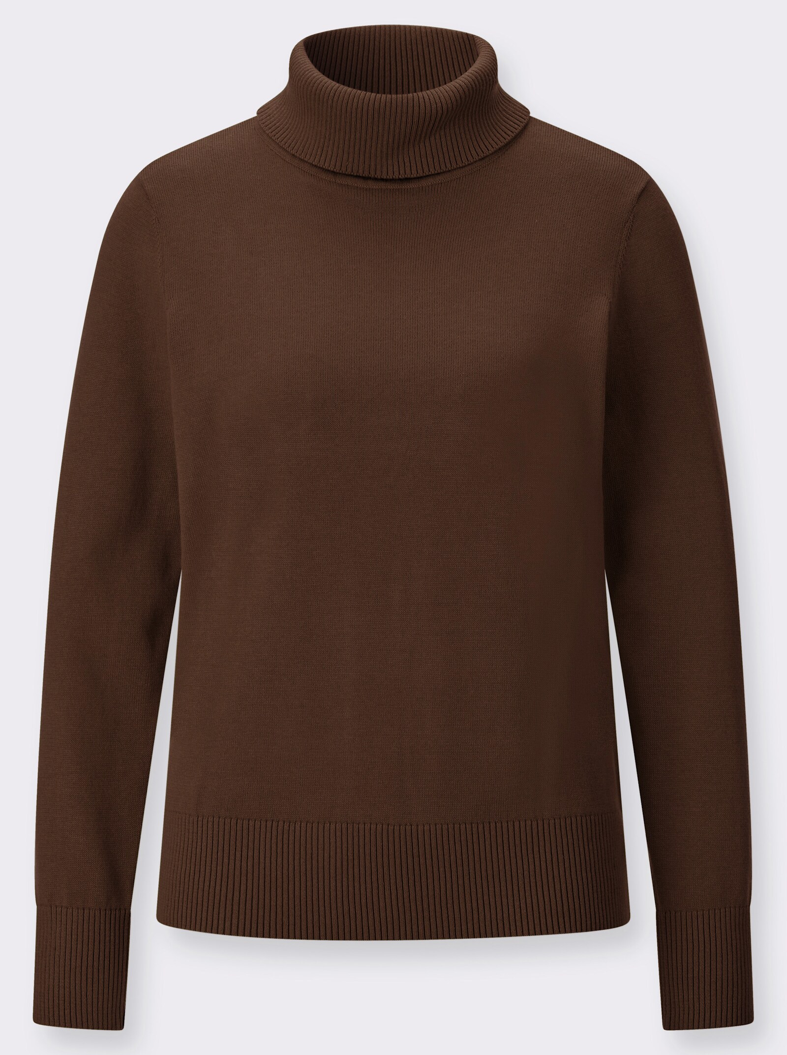 Rollkragenpullover mit Rippbündchen - schoko