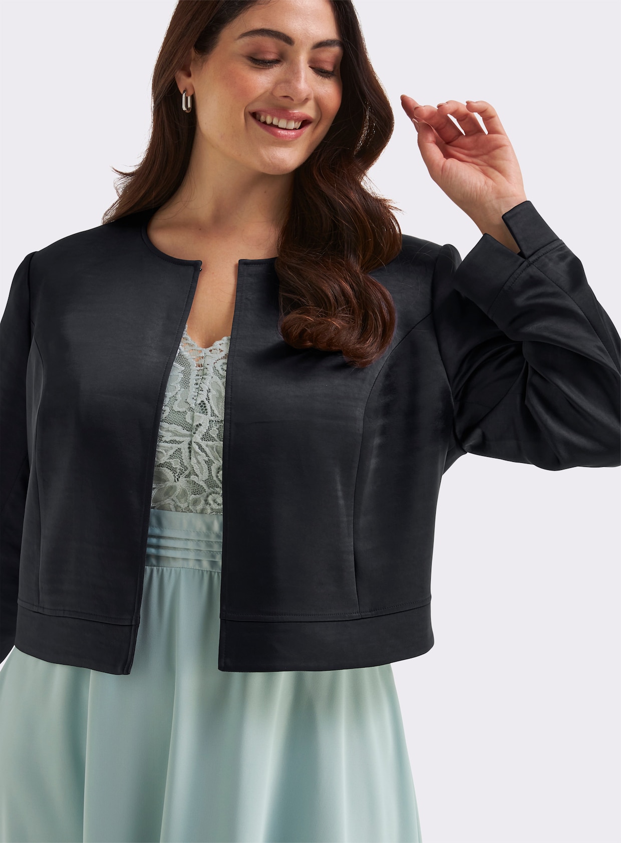 sheego Veste boléro blazer - bleu foncé