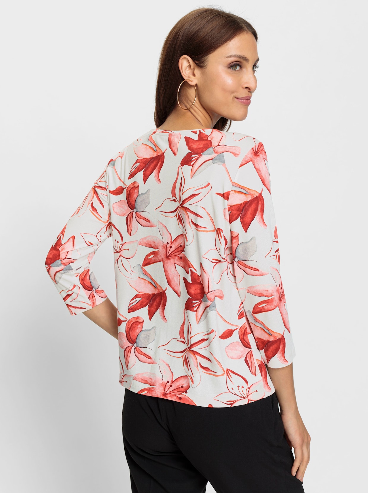 Print-Shirt - ecru-rot-bedruckt