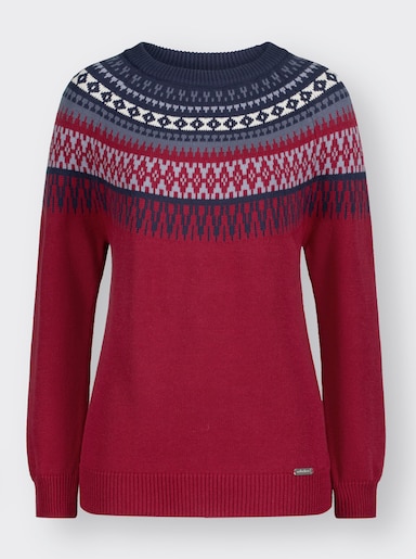 Norwegerpullover - kirsche-nachtblau-gemustert