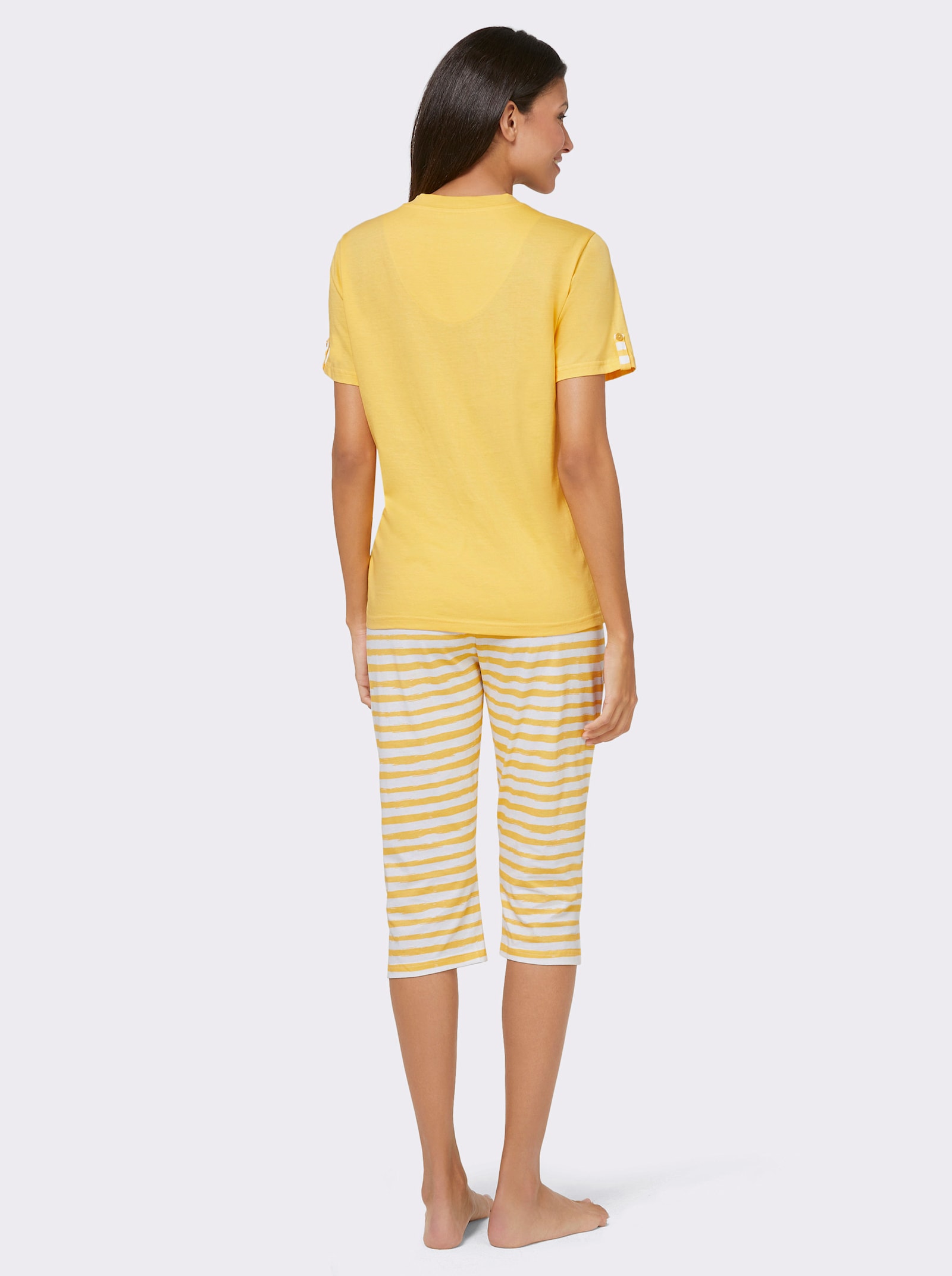 Comtessa Capri-pyjama’s van single-jersey - geel + geel gestreept