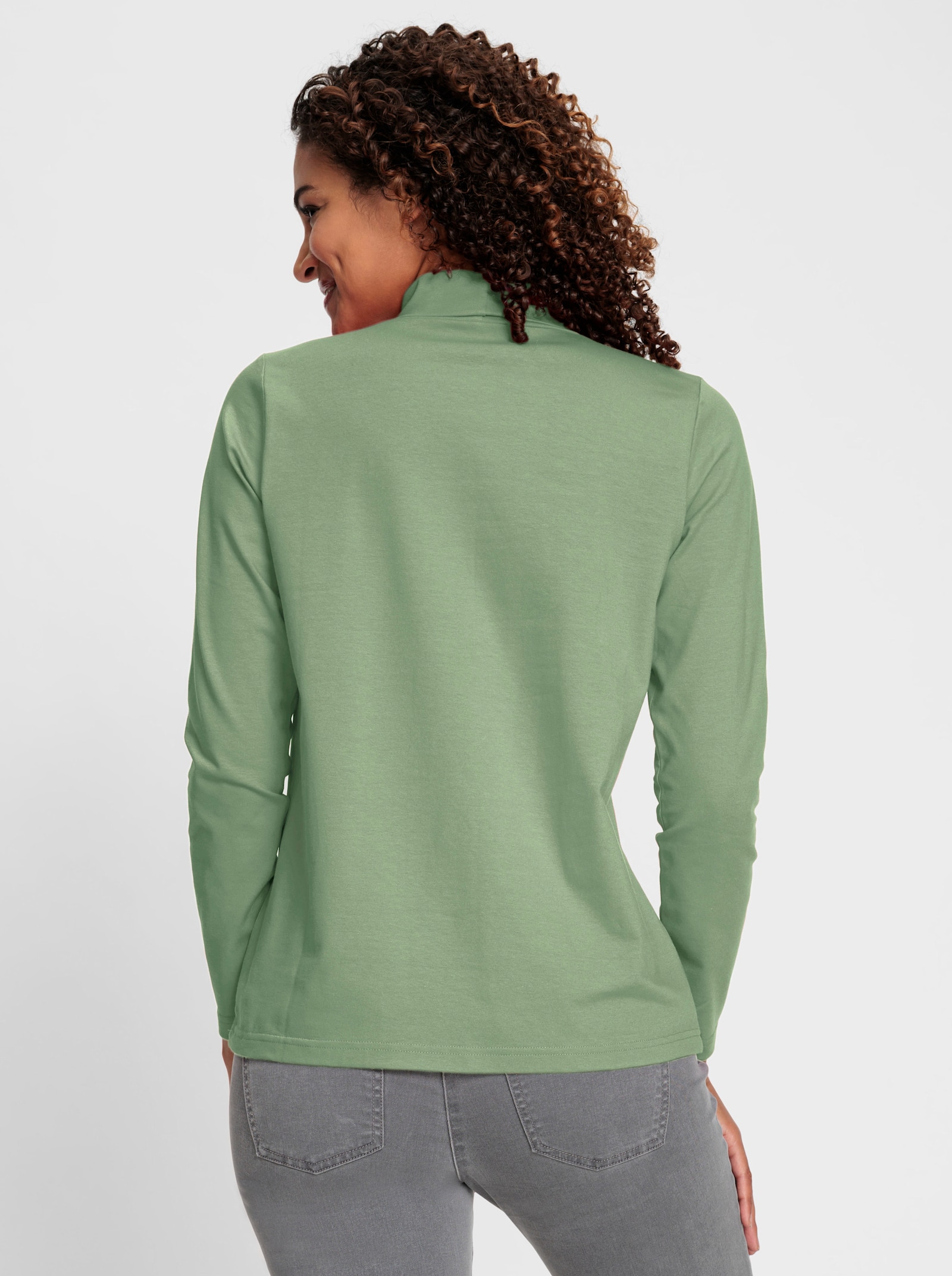 Rollkragenshirt mit zertifizierter Baumwolle - eucalyptus