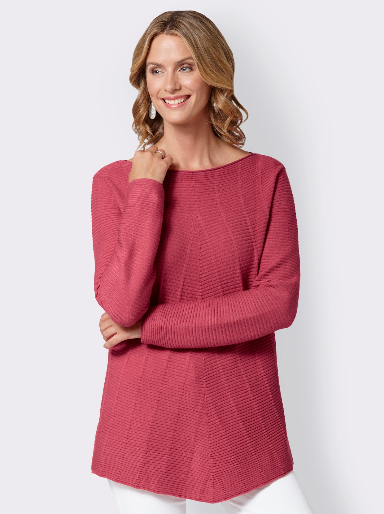 Strickpullover - korallenrot