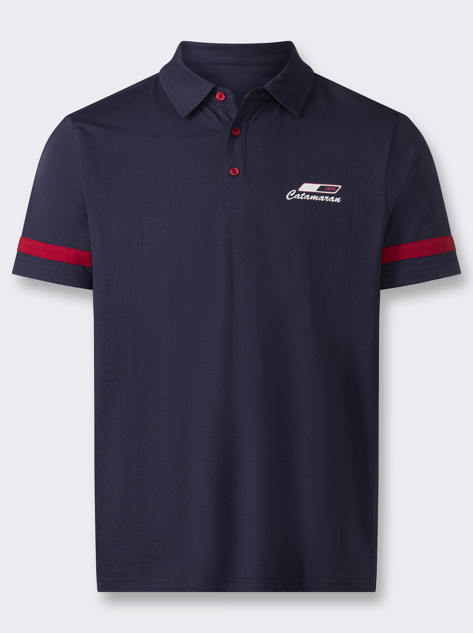 Poloshirt mit Print - marine-kirsche