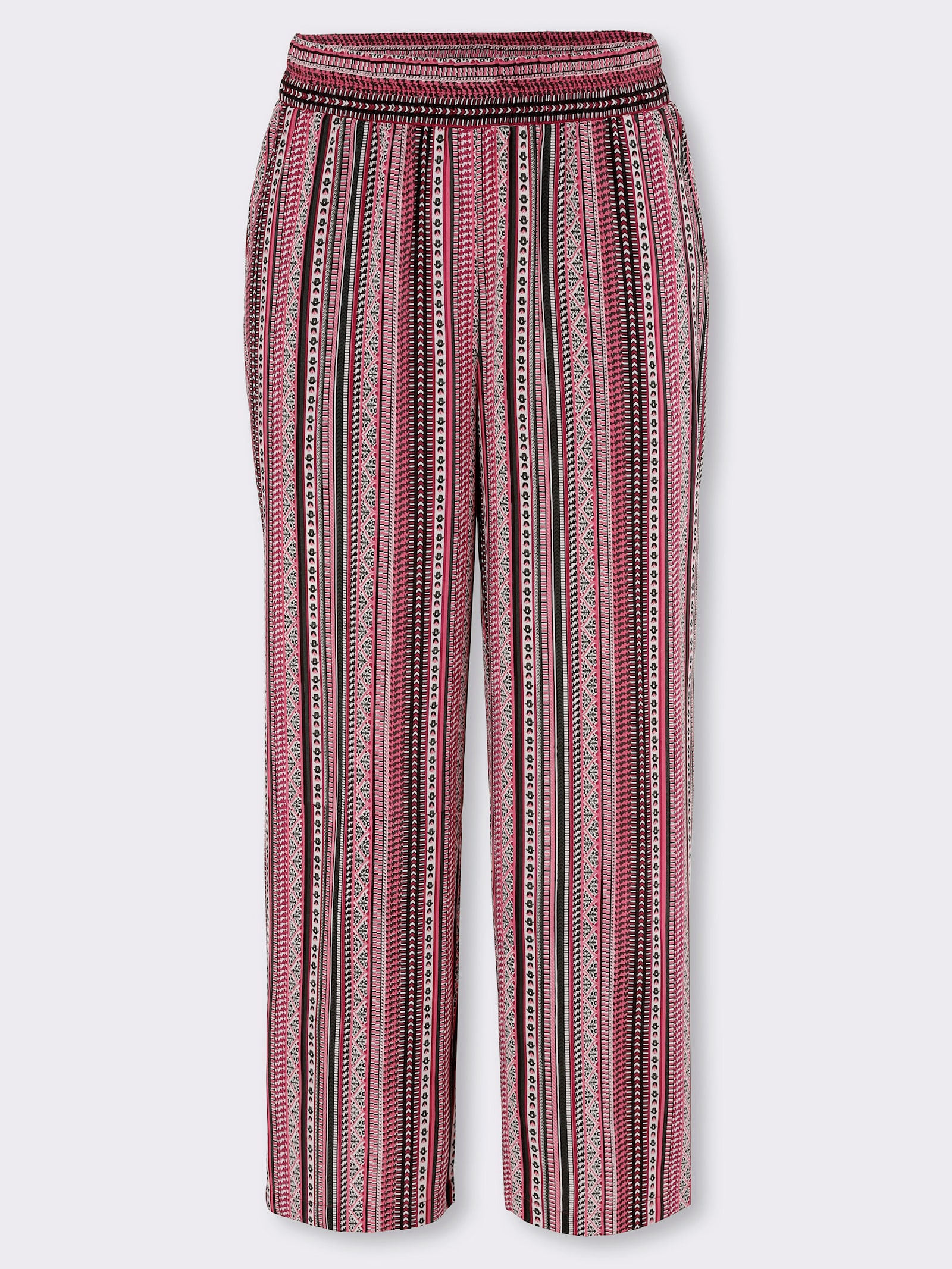 Culotte mit zwei Taschen - fuchsia-moos-gestreift + malve