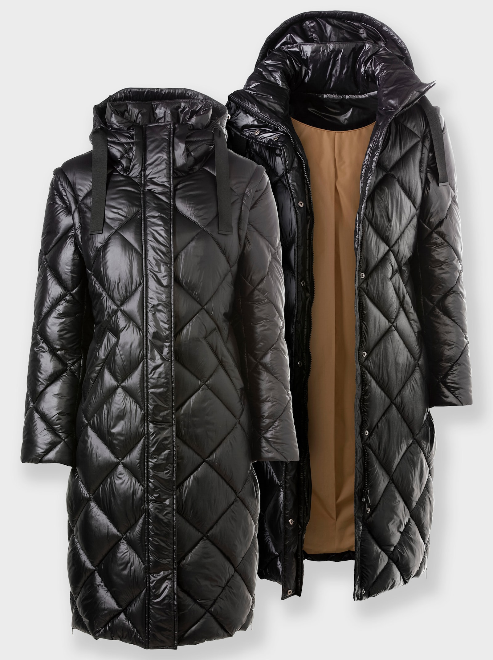 heine Wintermantel mit abzippbaren Ärmeln - schwarz