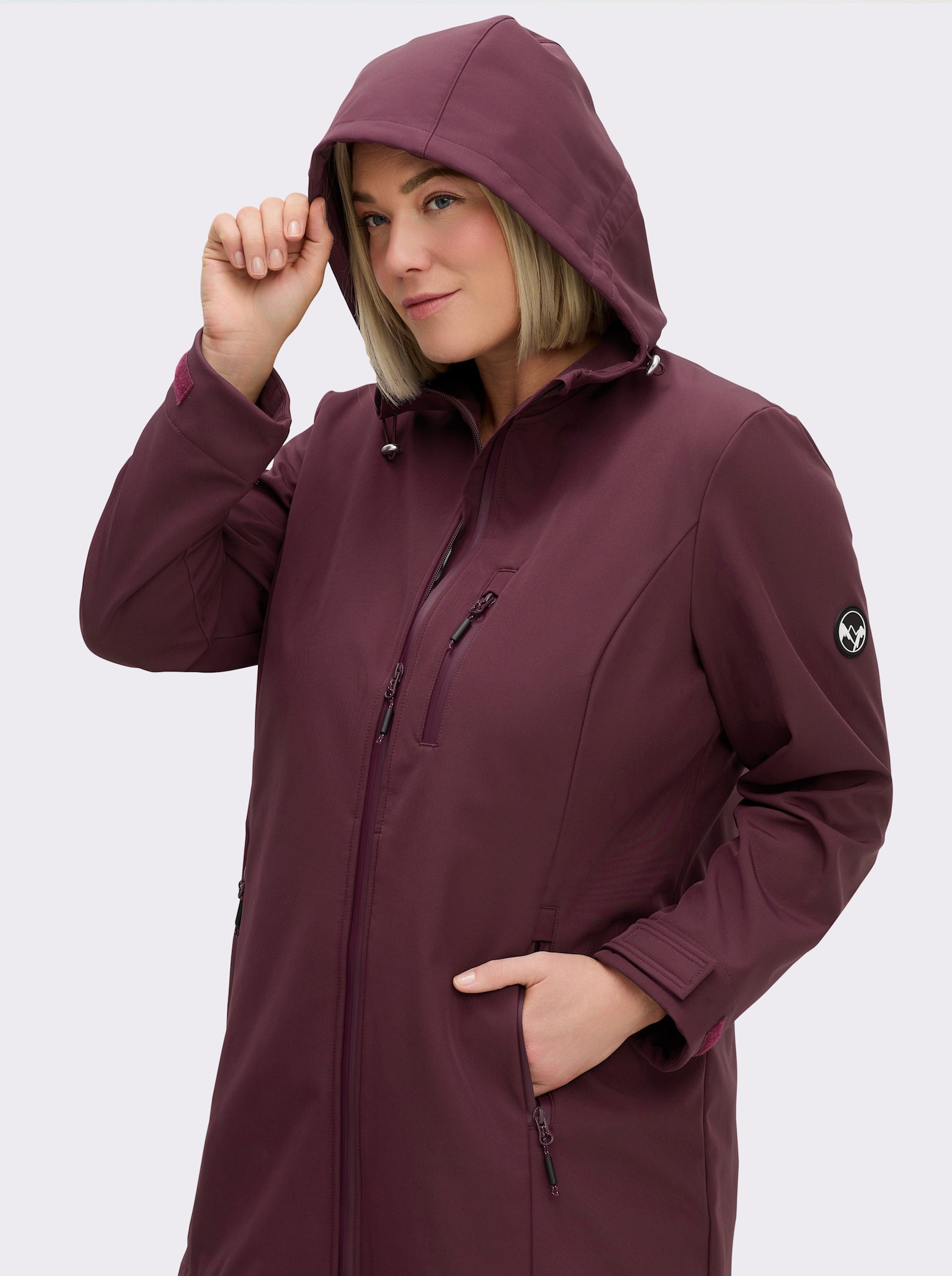 sheego Veste Softshell avec coulisse intégrée - lie-de-vin