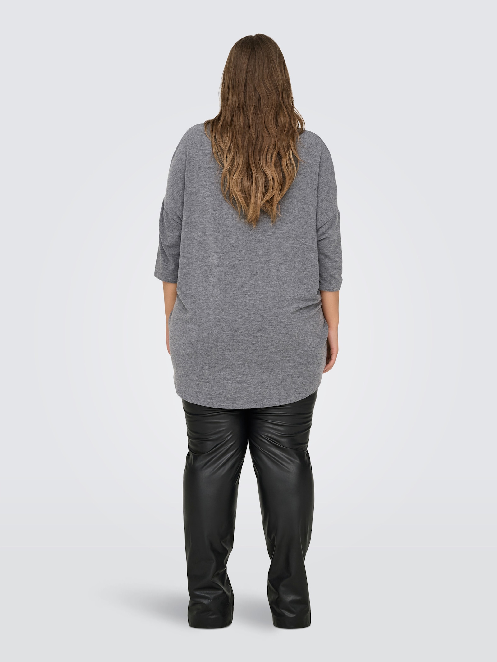 ONLY CARMAKOMA 3/4-Arm-Shirt - dark grey melange detail:melange