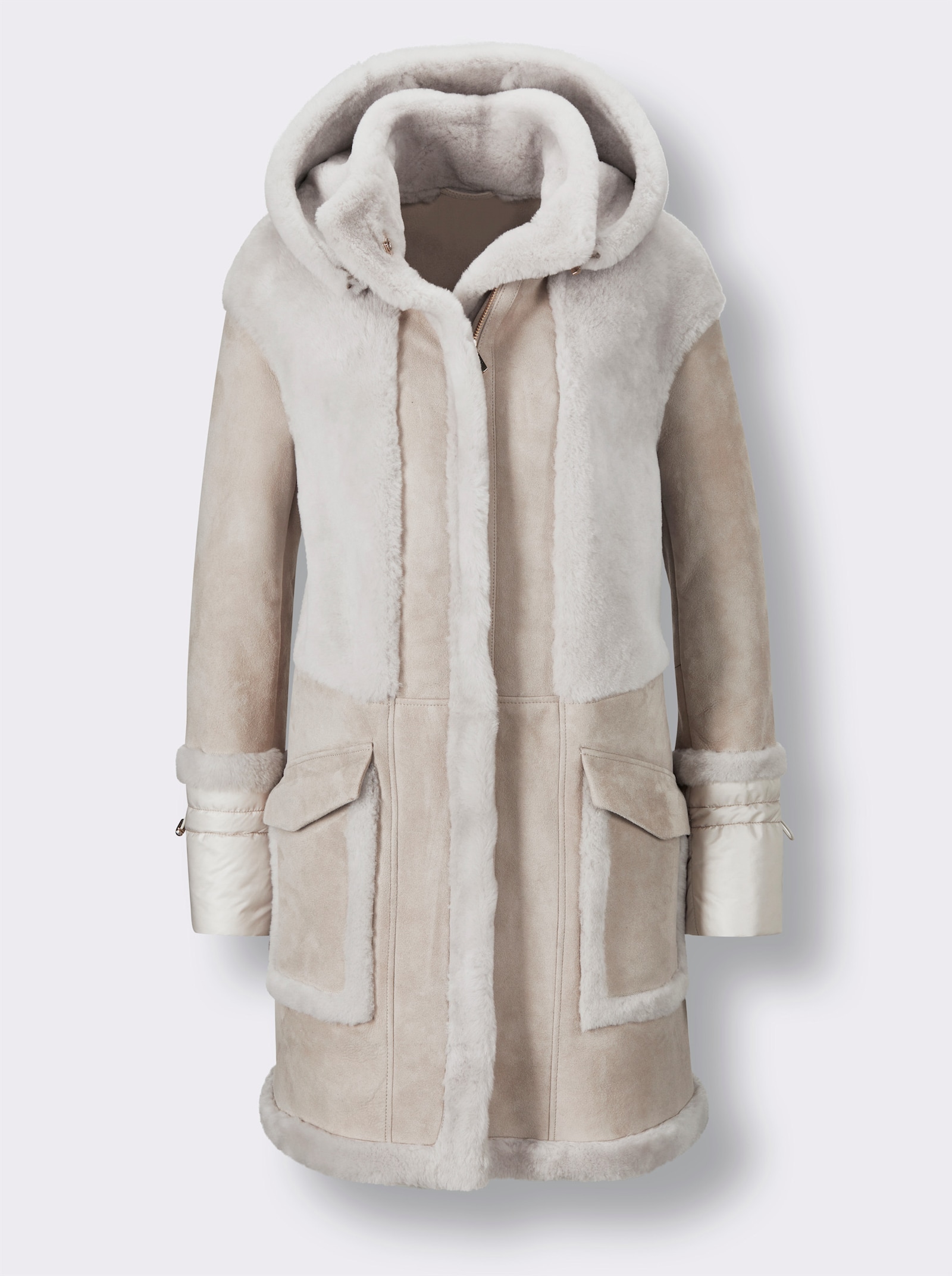 Mainpol Lammfelljacke mit gewebten Ärmelbündchen - sand