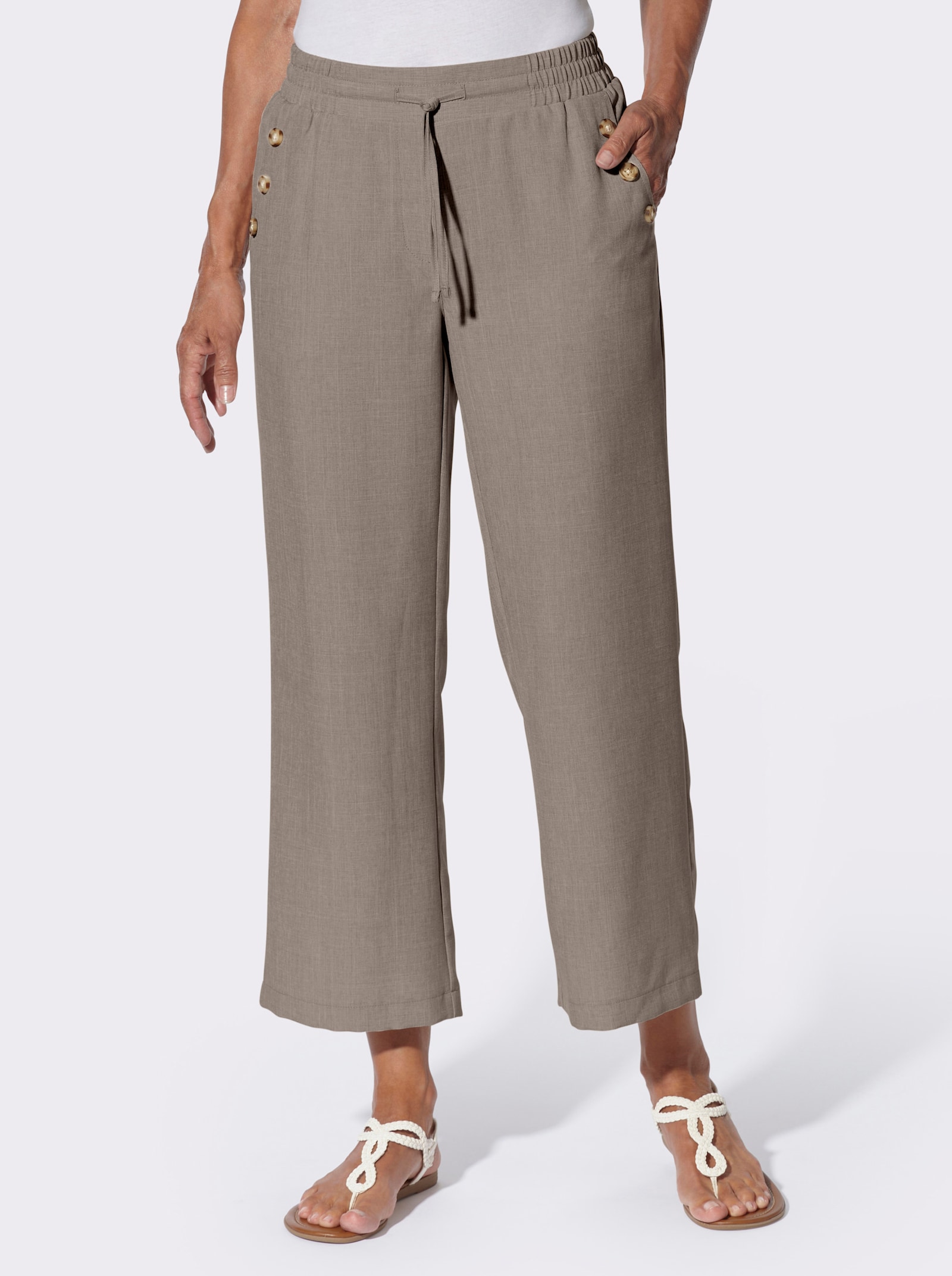 Culotte mit Knöpfen in Holz-Optik - taupe