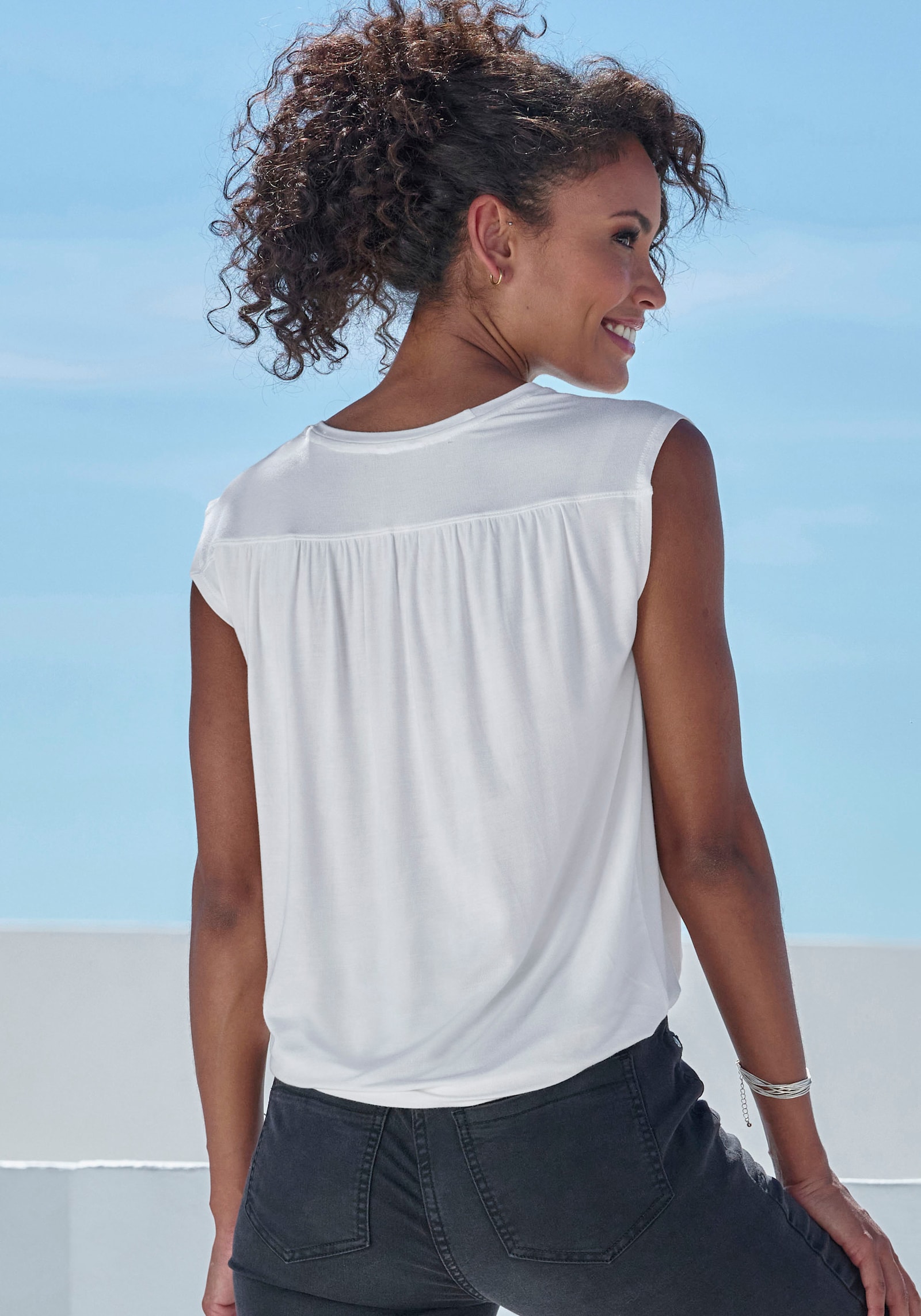 LASCANA Shirttop - schwarz, creme