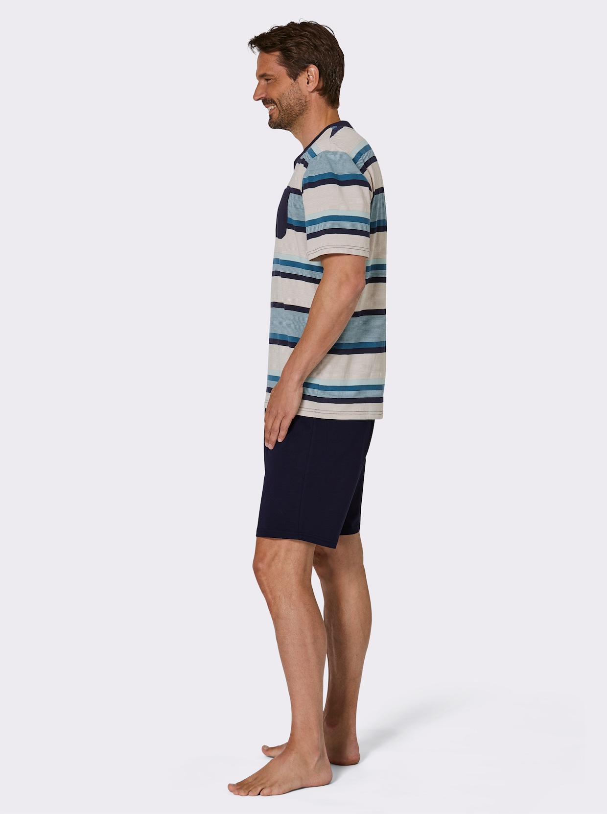 wäschepur men Shorty - marine-ecru-geringelt
