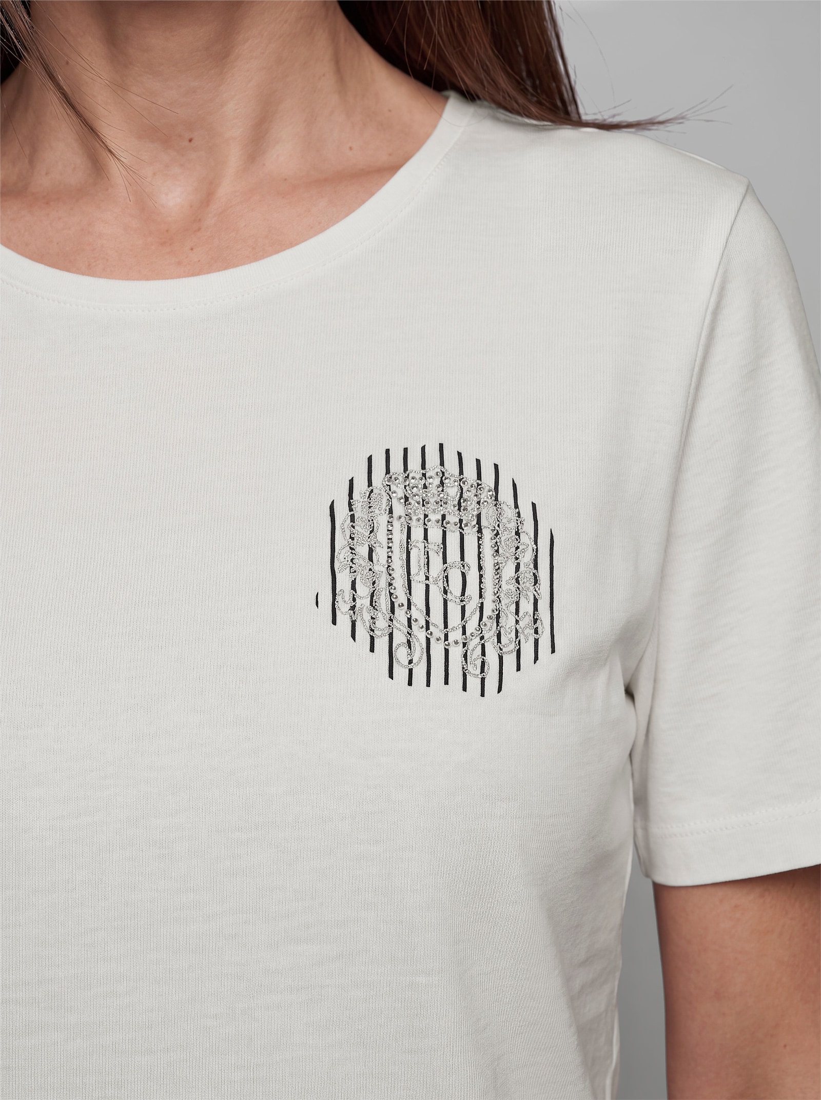 heine Rundhalsshirt mit Emblem - ecru