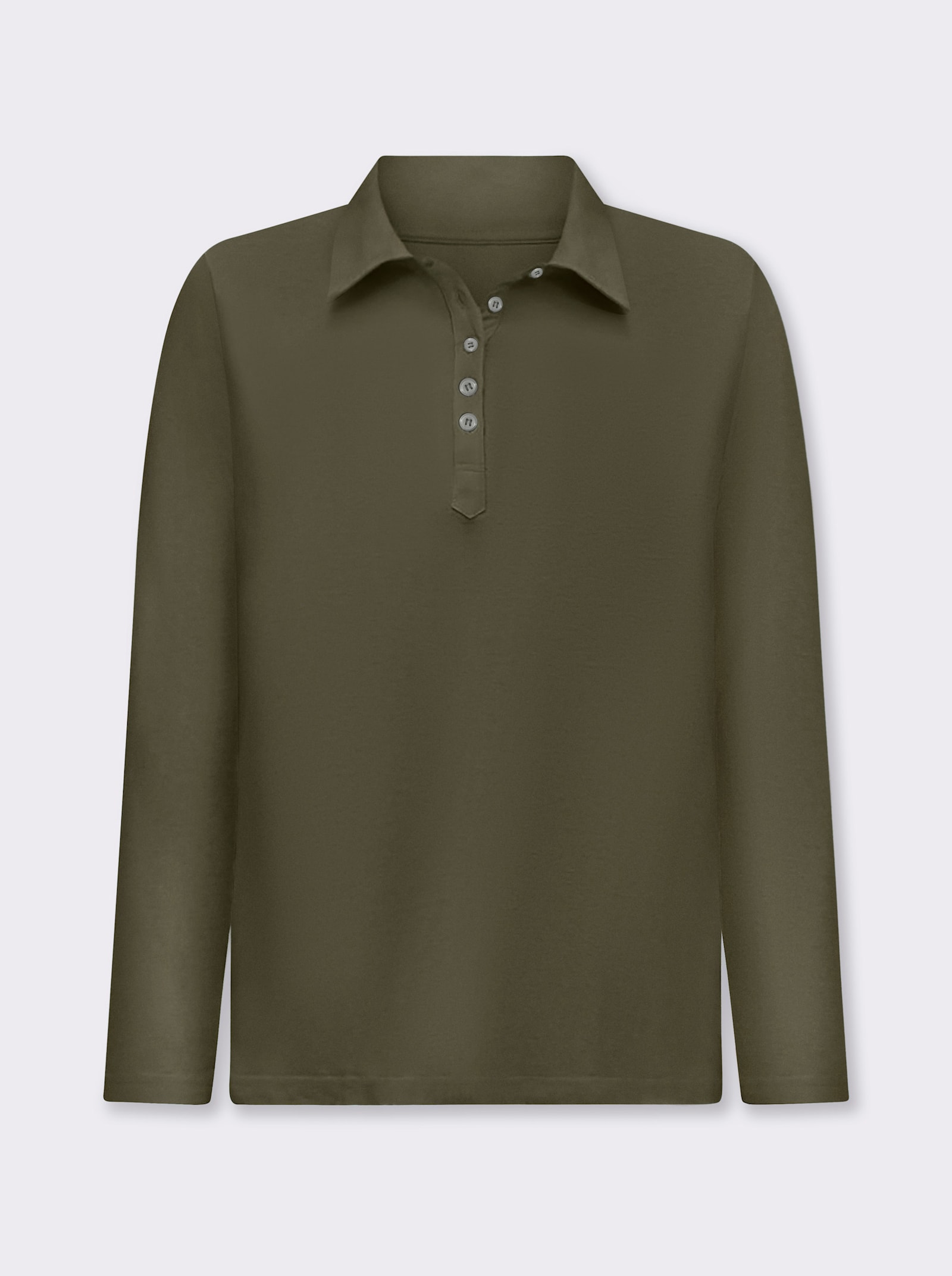 Langarm-Poloshirt in reiner Baumwoll-Qualität - oliv