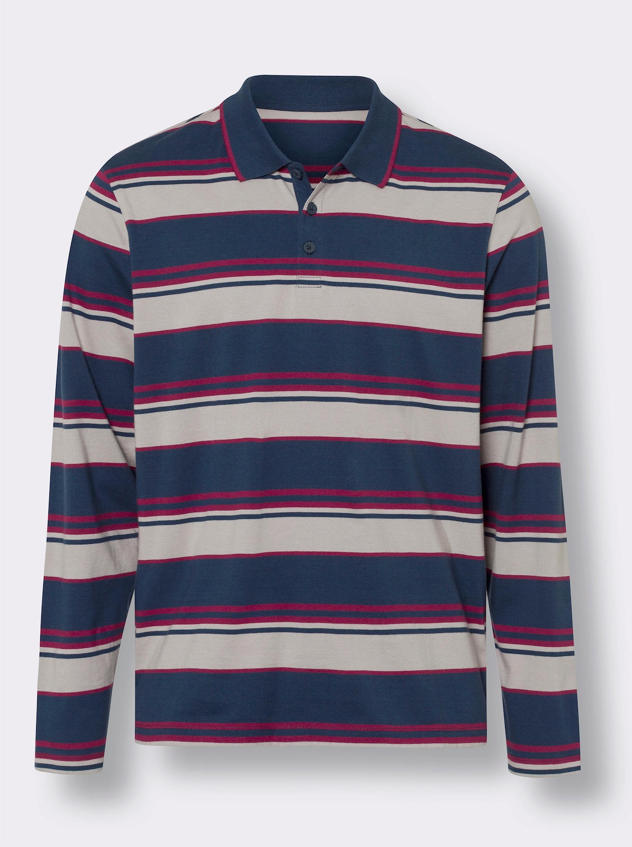 Poloshirt met lange mouwen - donkerblauw/steengrijs gestreept