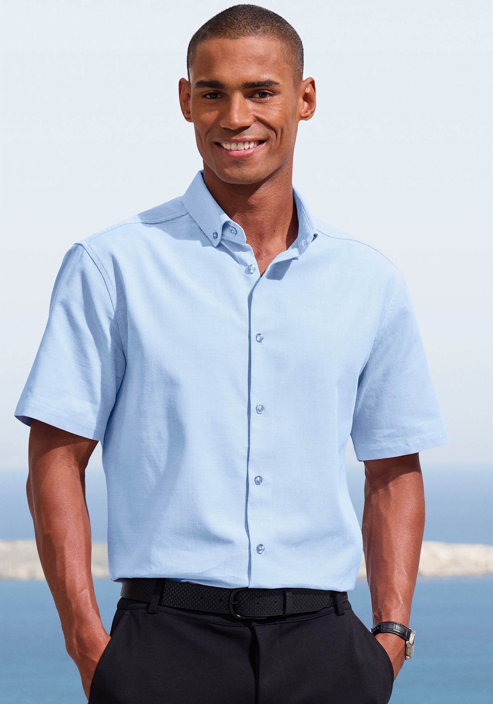 H.I.S Kurzarmhemd - hellblau