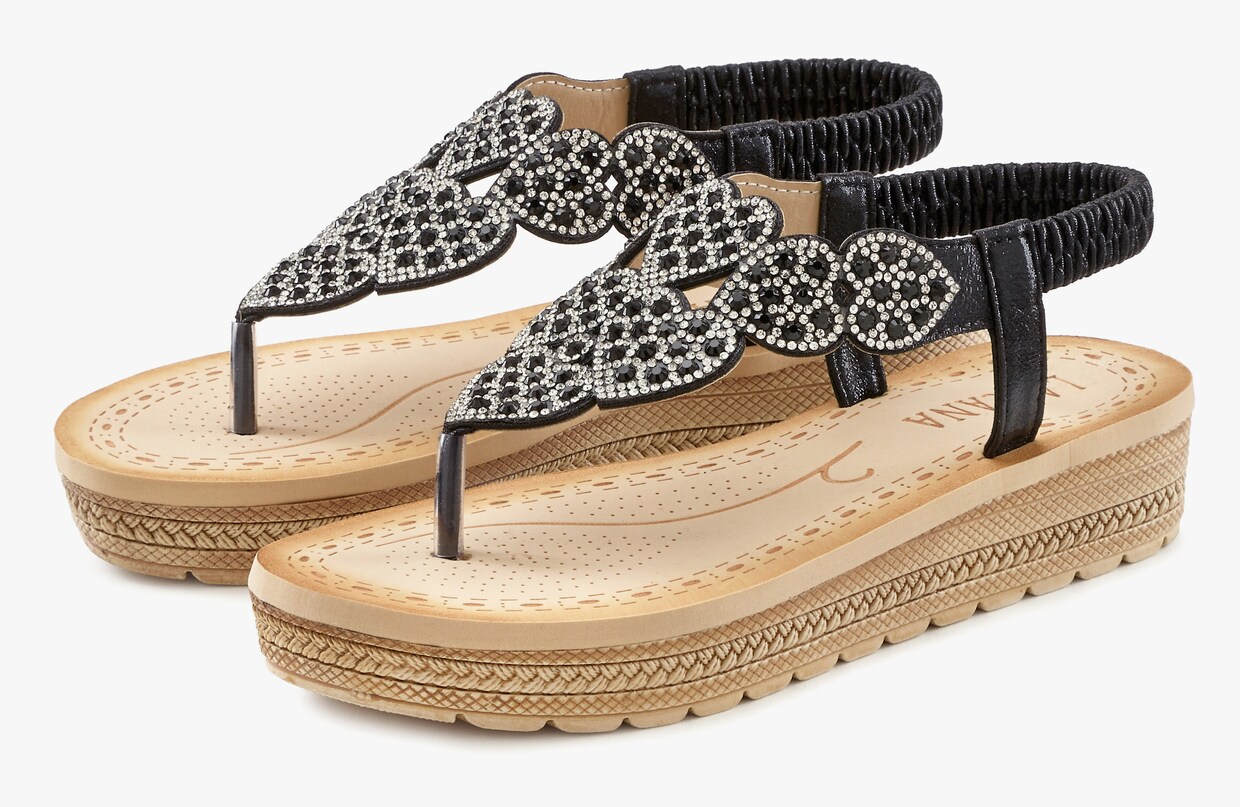 LASCANA Teenslipper - zwart