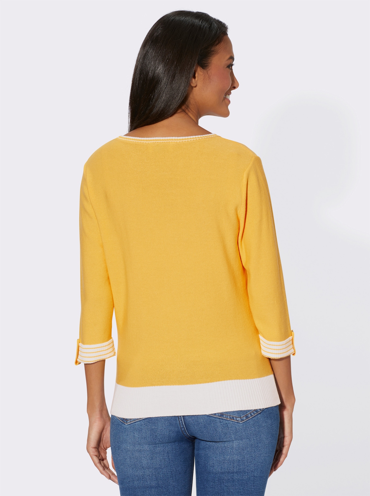Pullover met 3/4-mouwen - geel
