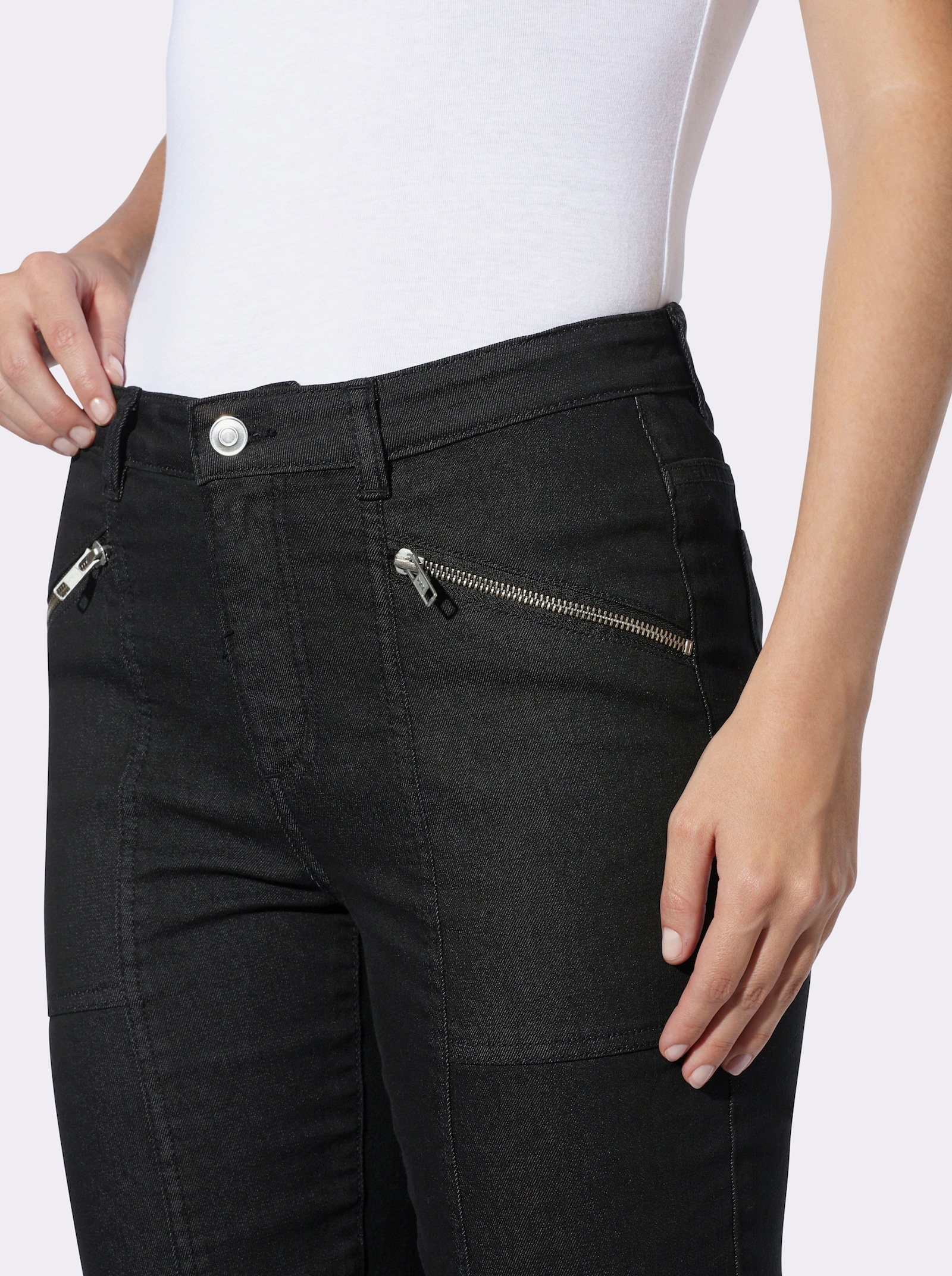 heine Hose mit Zippertaschen - schwarz