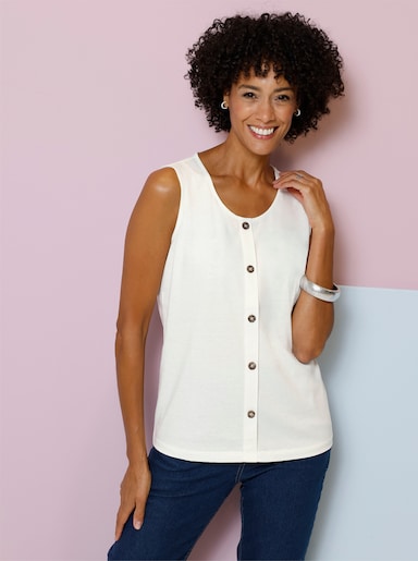 Shirttop mit imitierter Knopfleiste - ecru