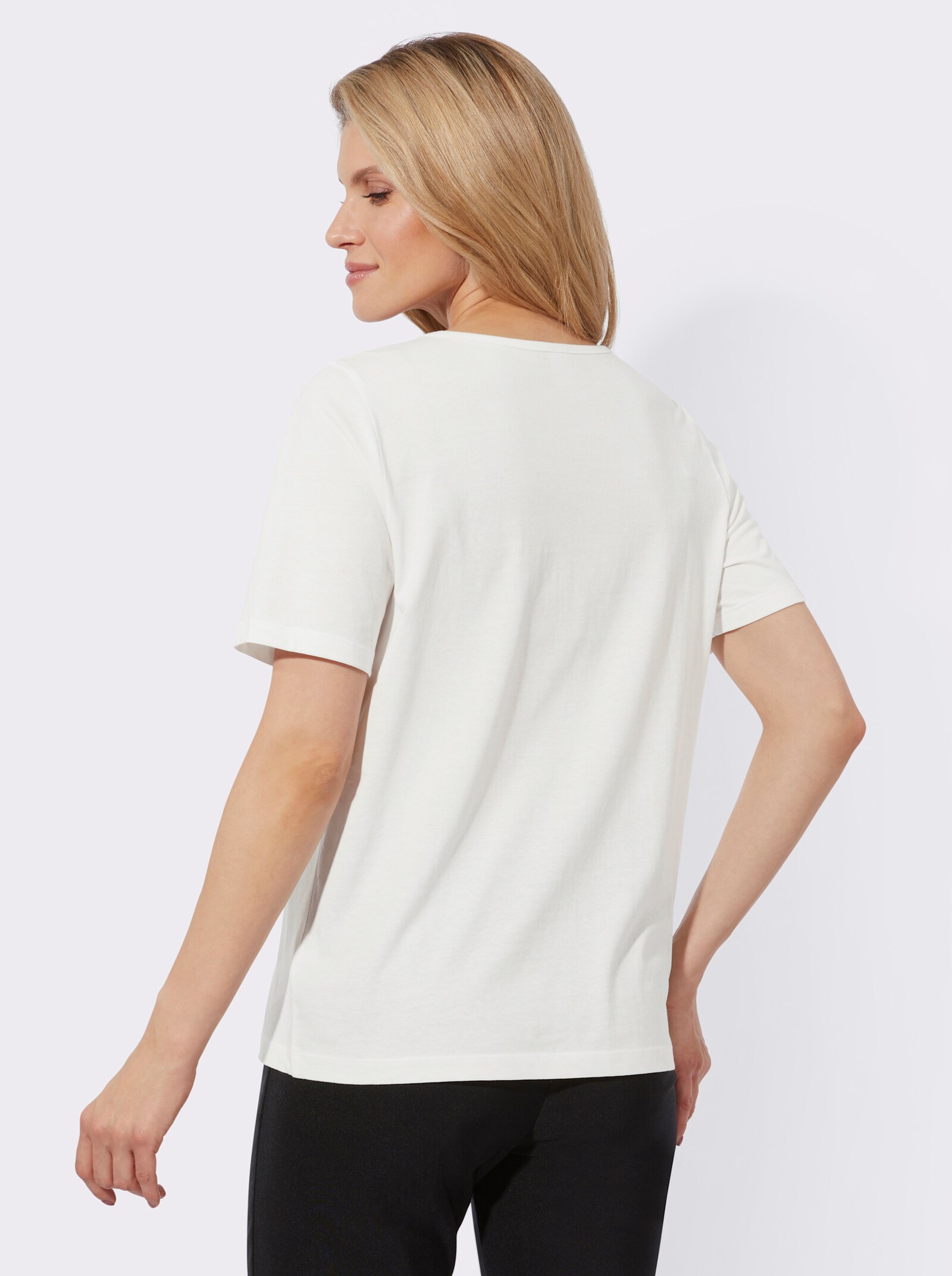 Shirt met print en goudkleurige details - ecru geprint