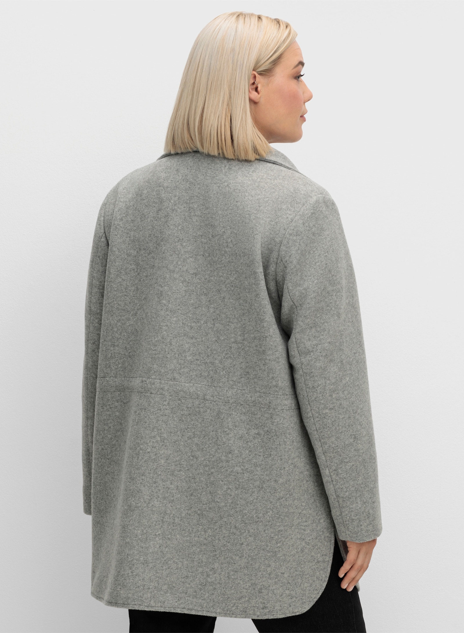 Longjacke in Woll-Optik - steingrau-meliert