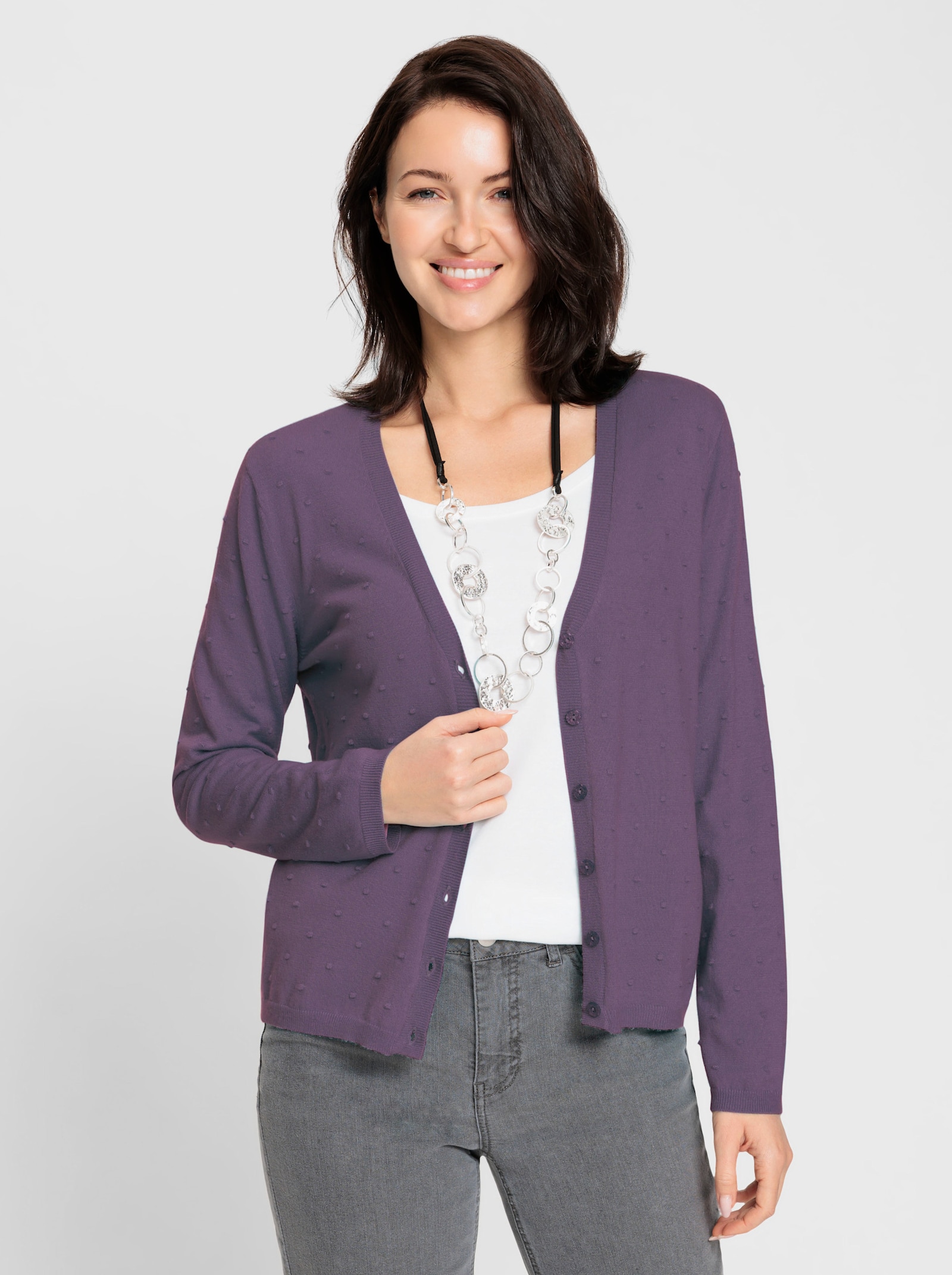 Strickjacke mit 3D-Tupfen - feige