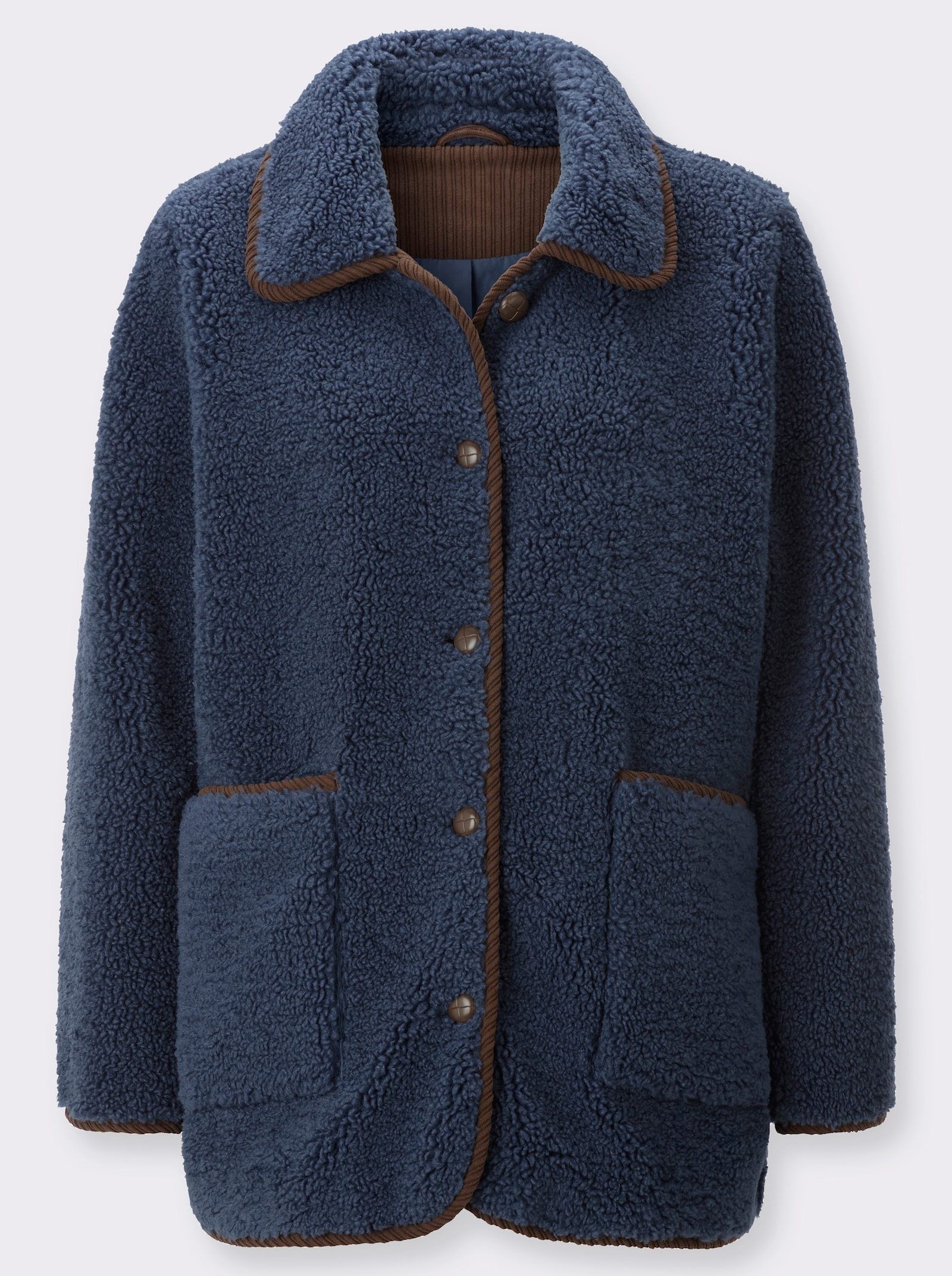 Teddyjacke mit Schmuckknöpfen - rauchblau