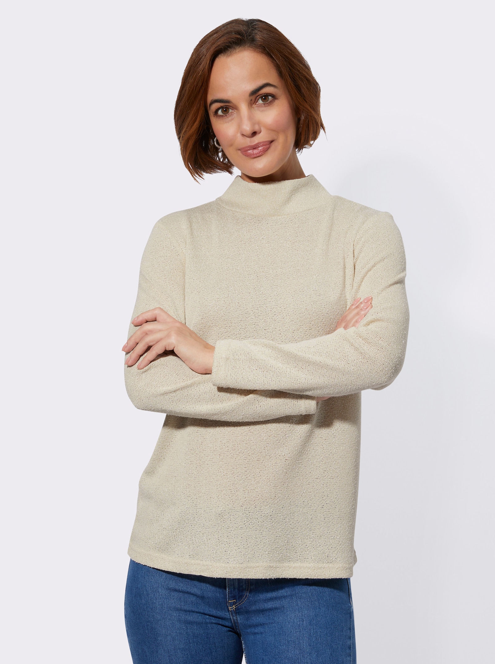 Langarmshirt in pflegeleichter Qualität - sand-meliert